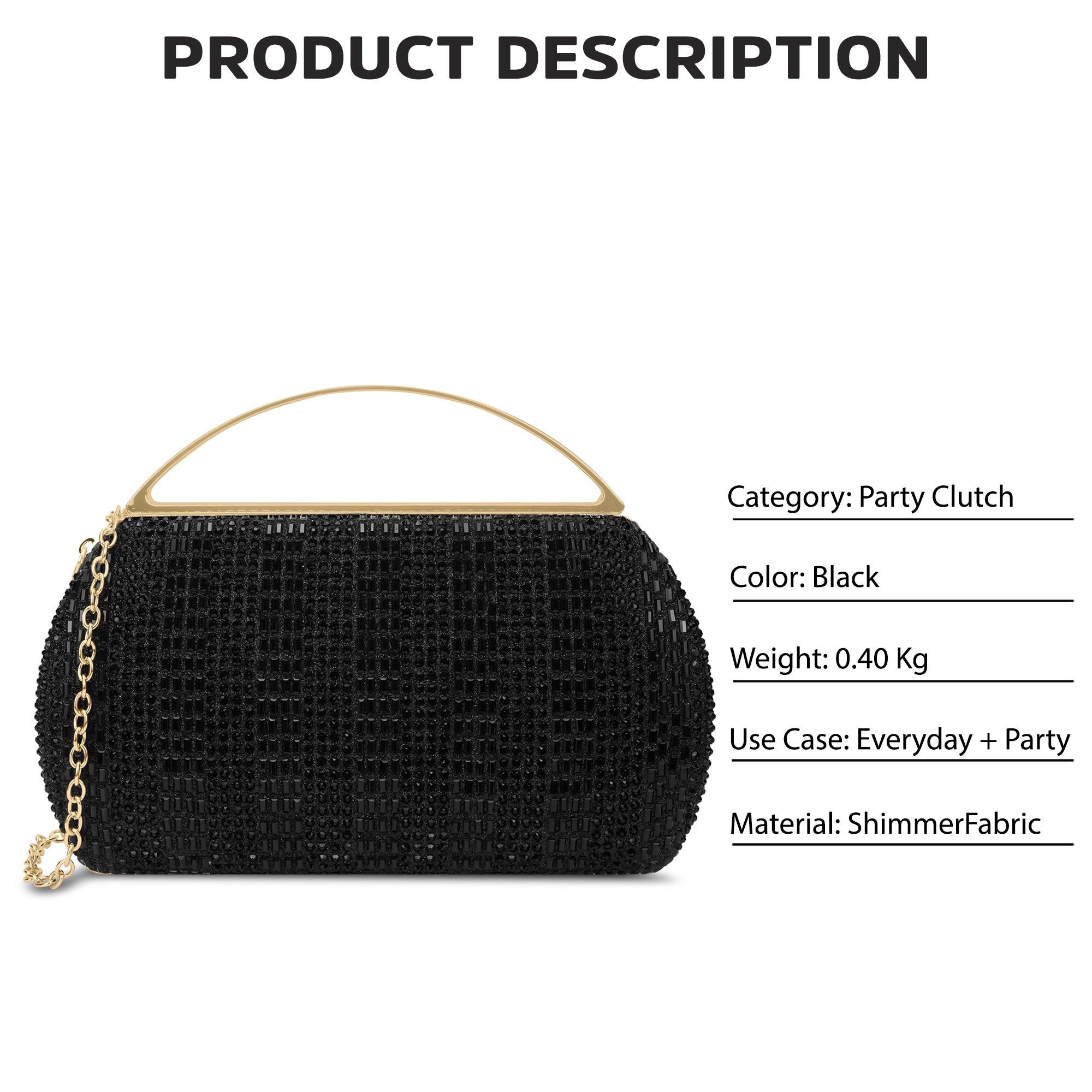 Bun Large Handle Clutch Black