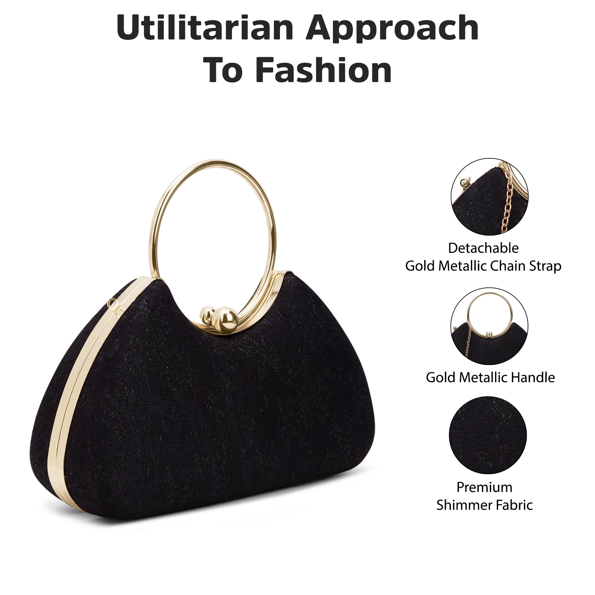 Adore Large Handle Clutch Black