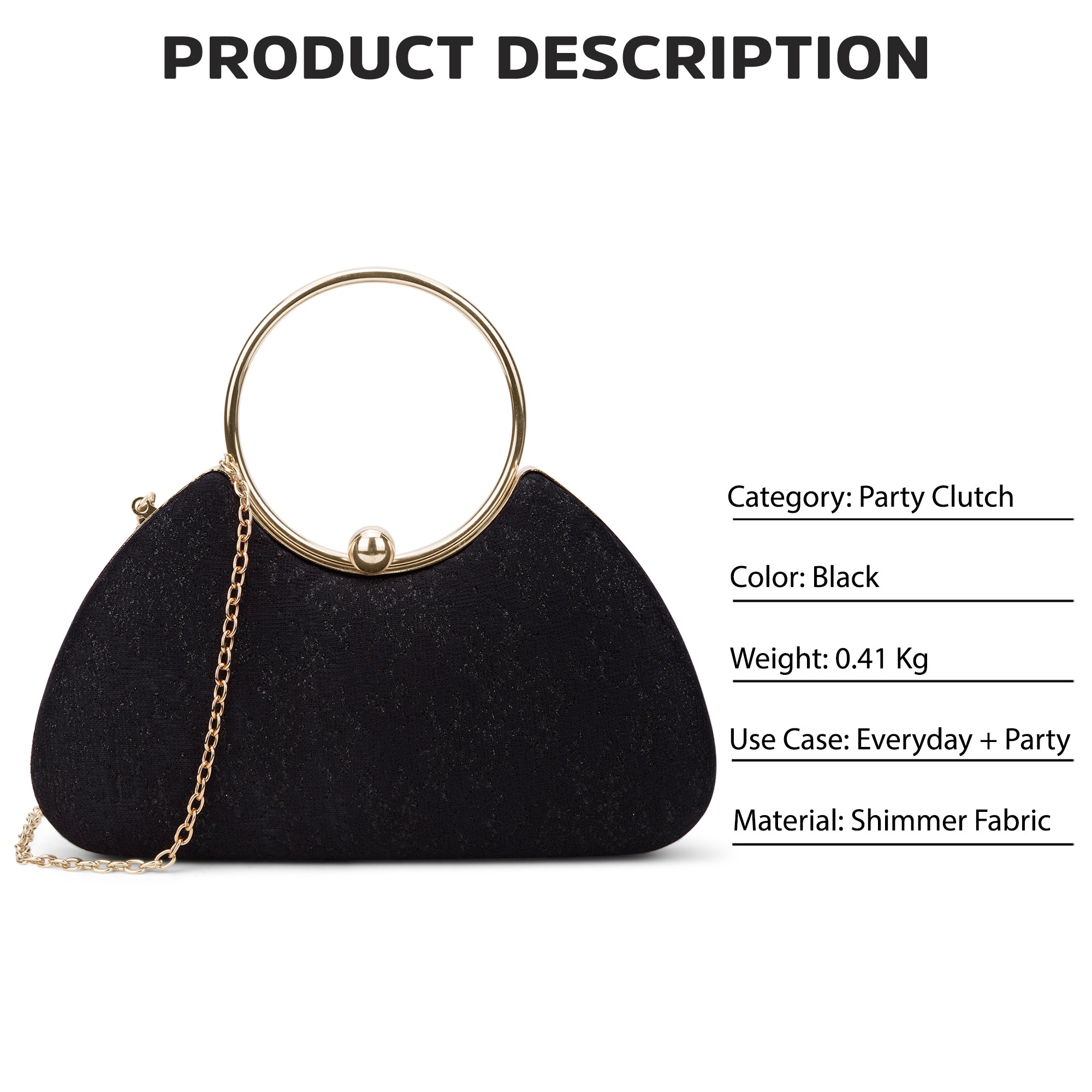 Adore Large Handle Clutch Black