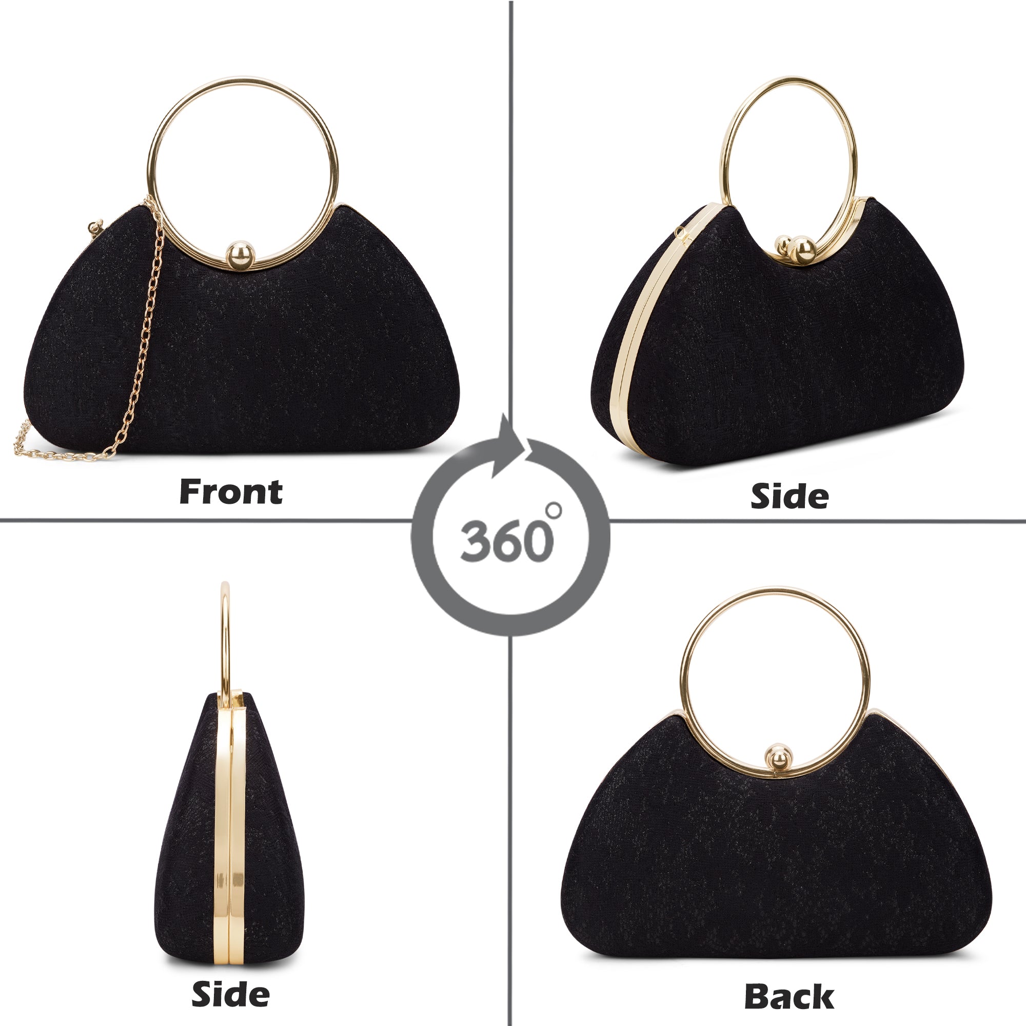 Adore Large Handle Clutch Black