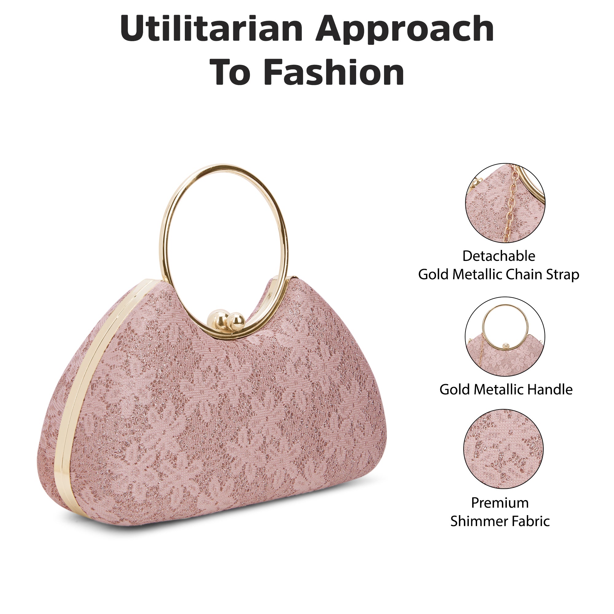 Adore Large Handle Clutch Rose Gold