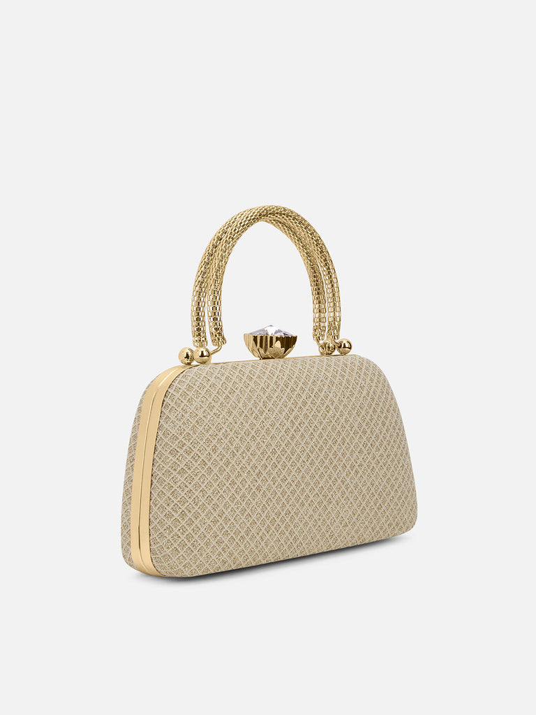 Twist Small Handle Clutch Gold