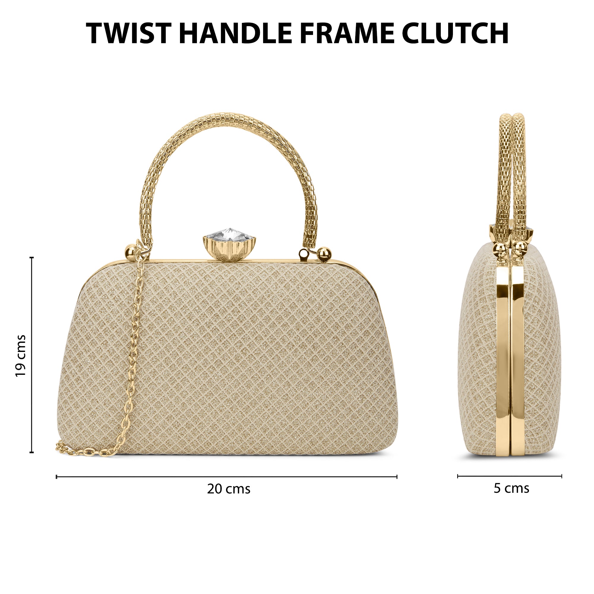 Twist Small Handle Clutch Gold