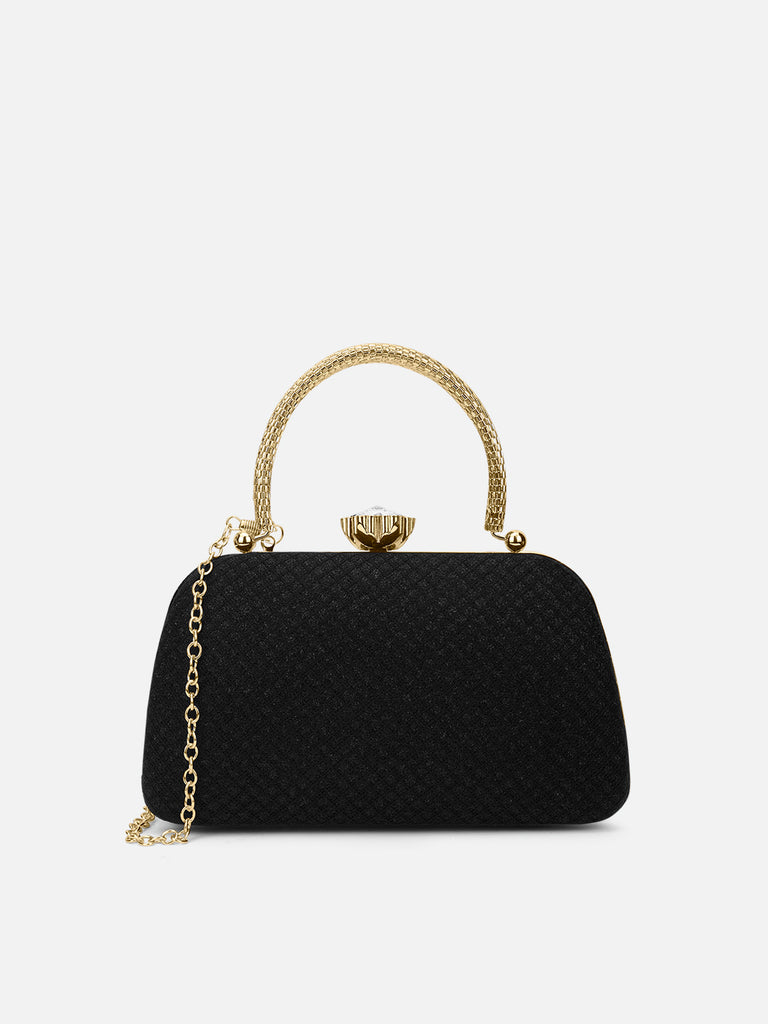 Twist Small Handle Clutch Black