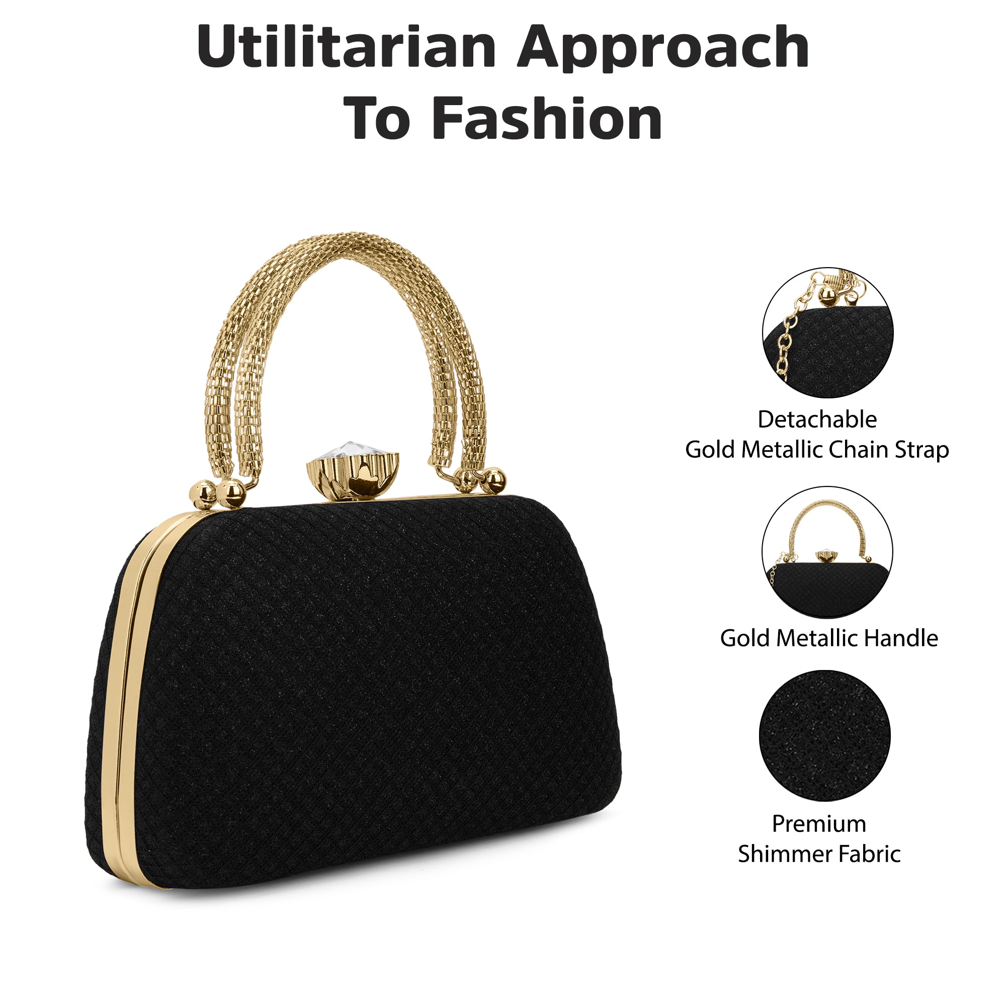 Twist Small Handle Clutch Black