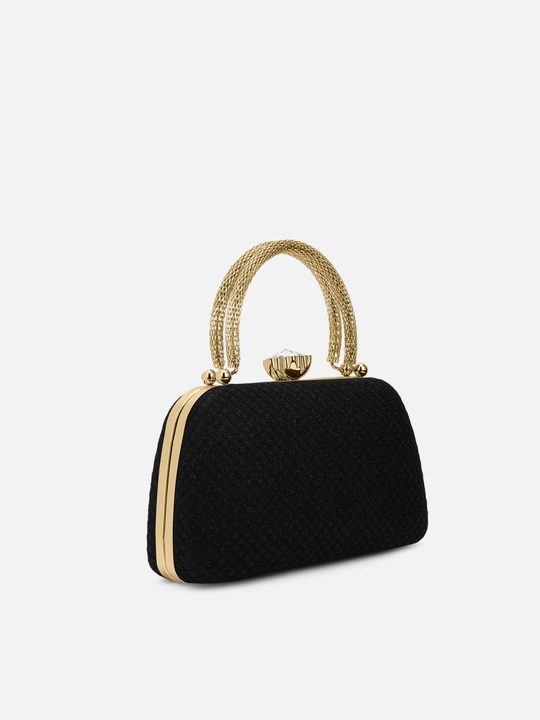 Twist Small Handle Clutch Black