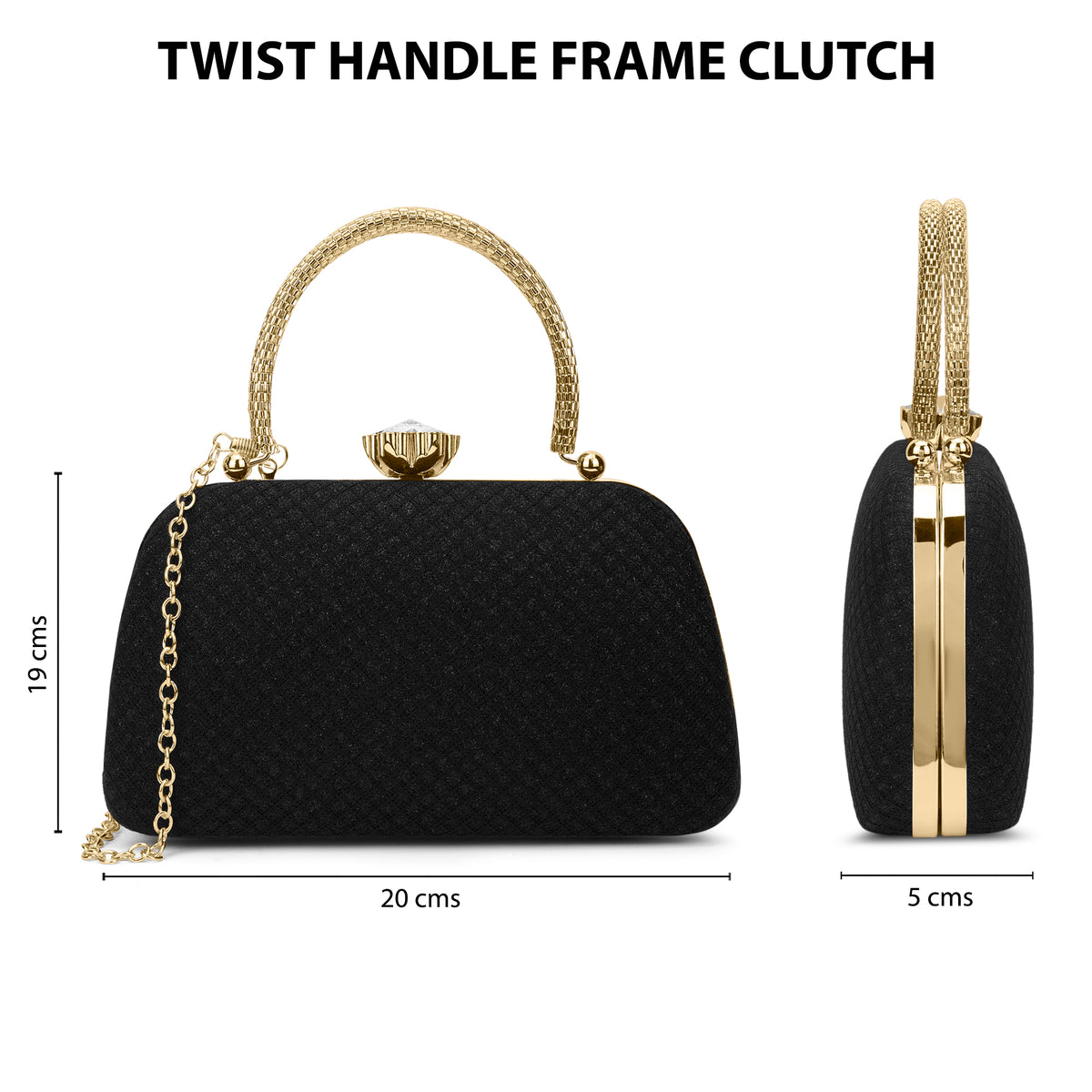 Twist Small Handle Clutch Black