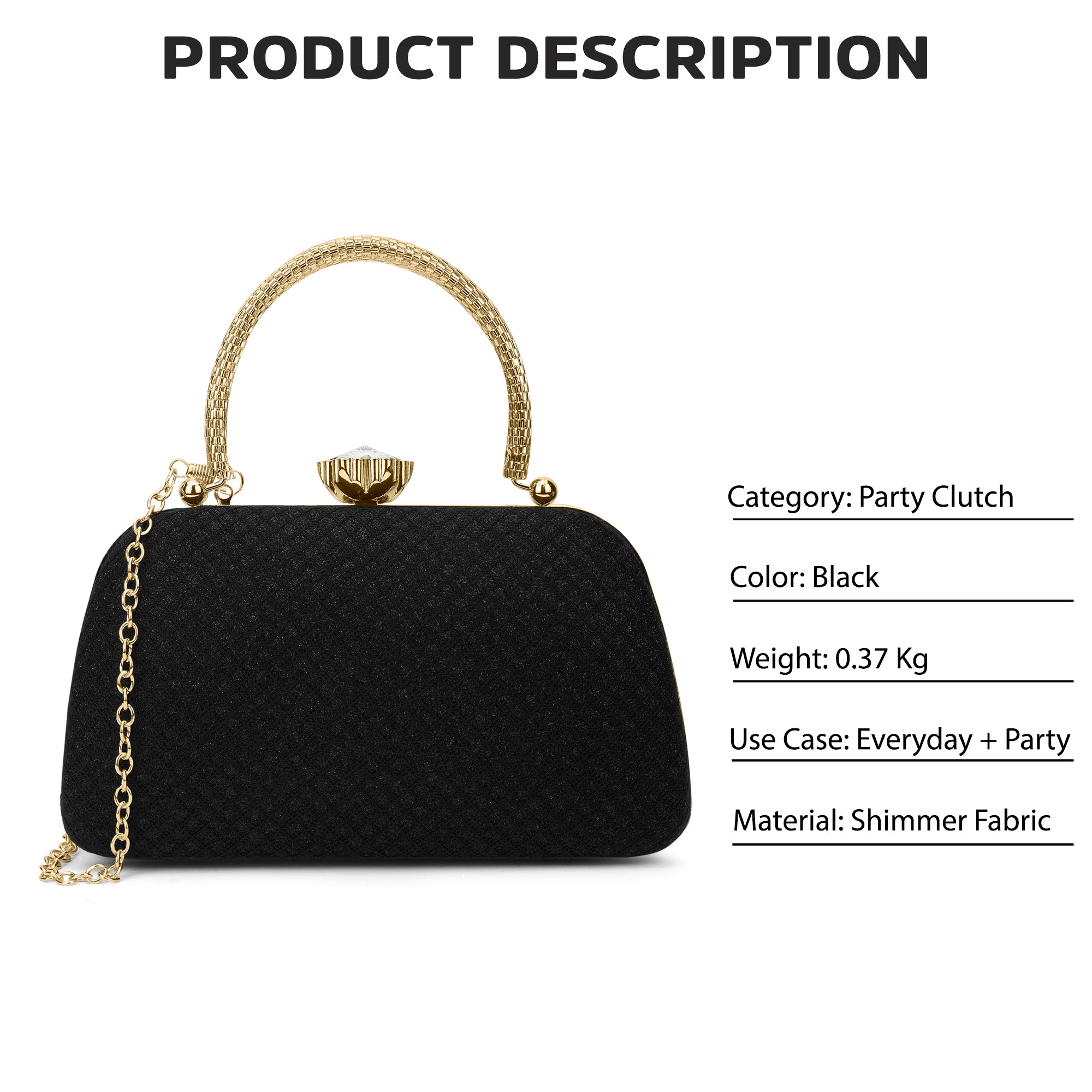 Twist Small Handle Clutch Black