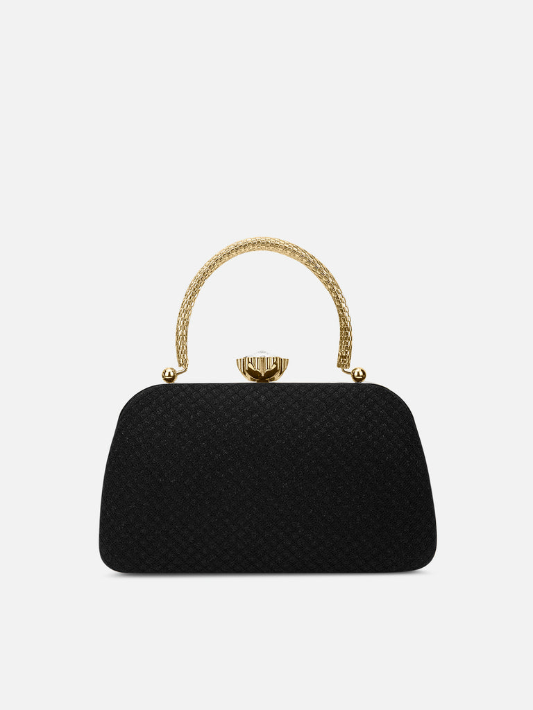 Twist Small Handle Clutch Black