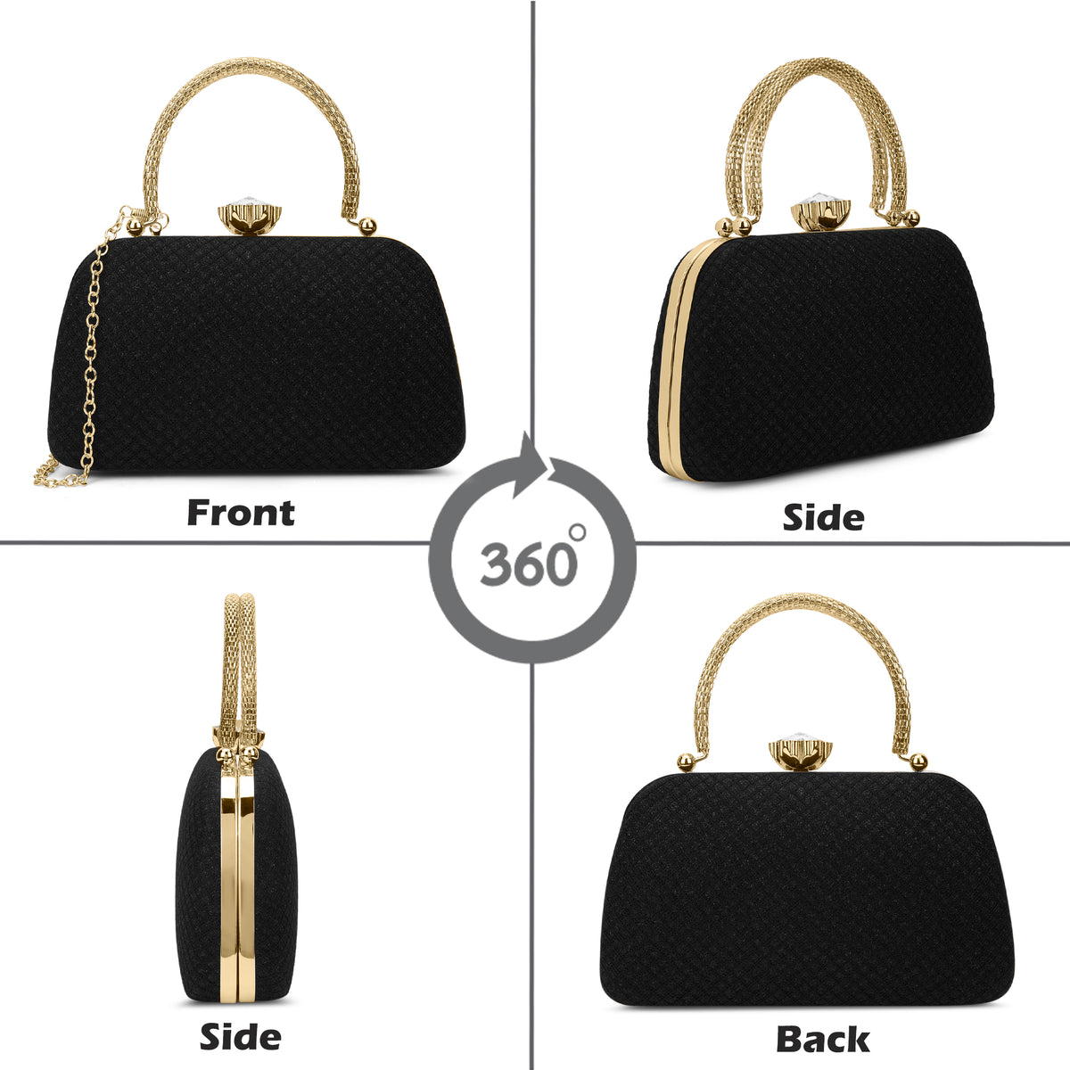 Twist Small Handle Clutch Black