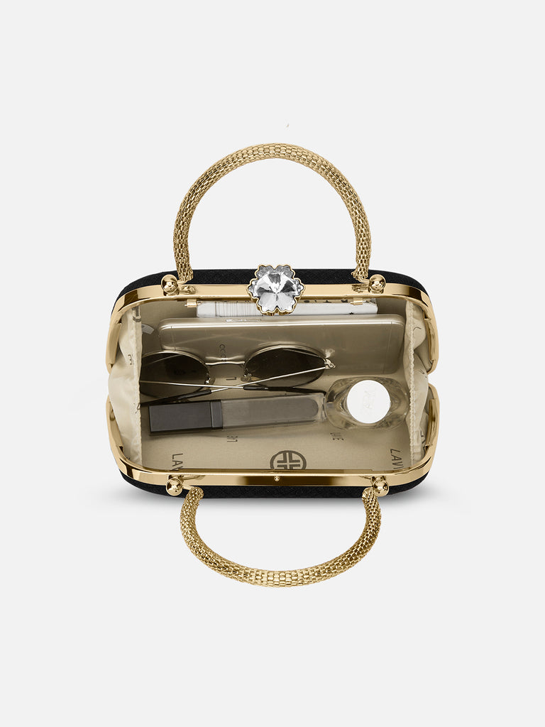 Twist Small Handle Clutch Black