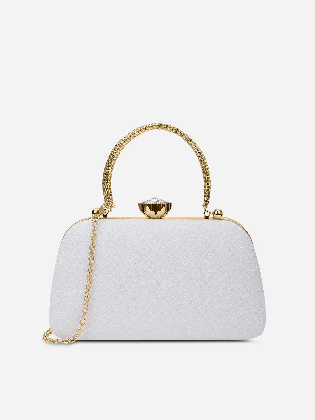 Twist Small Handle Clutch White