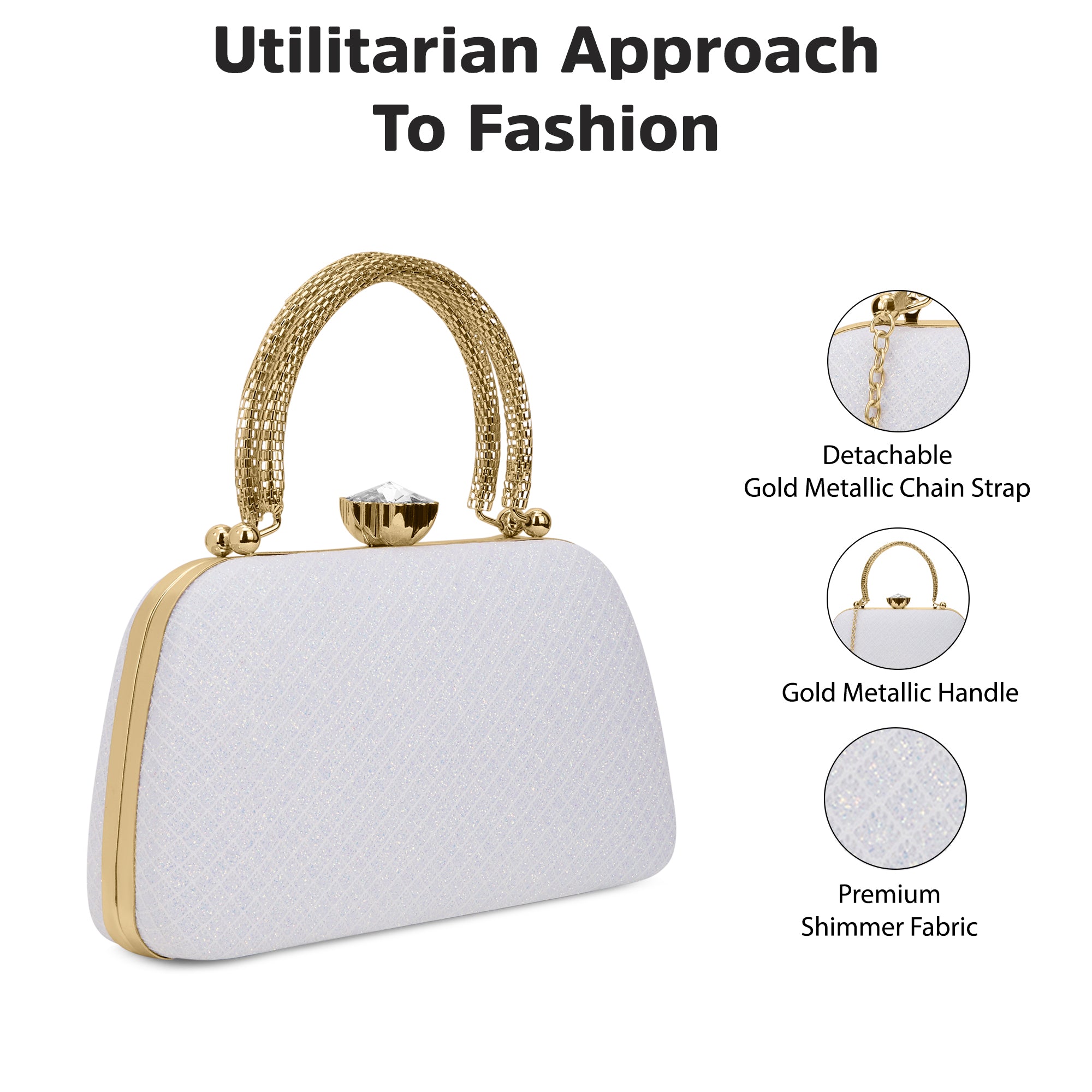 Twist Small Handle Clutch White