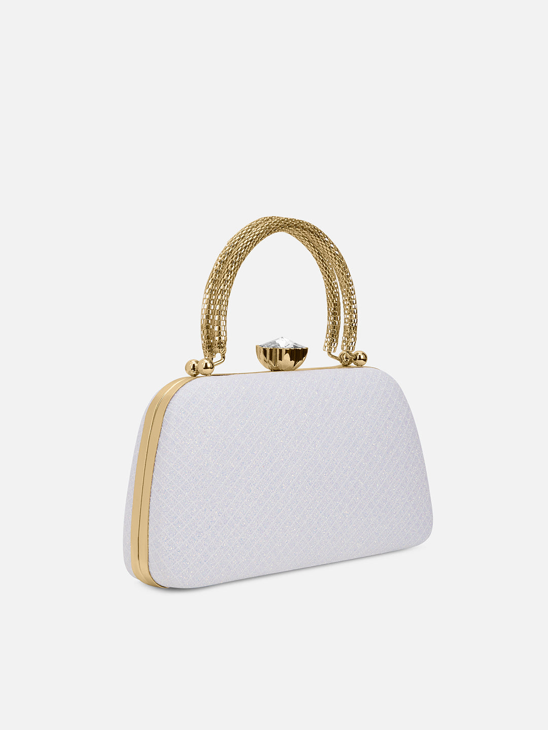 Twist Small Handle Clutch White