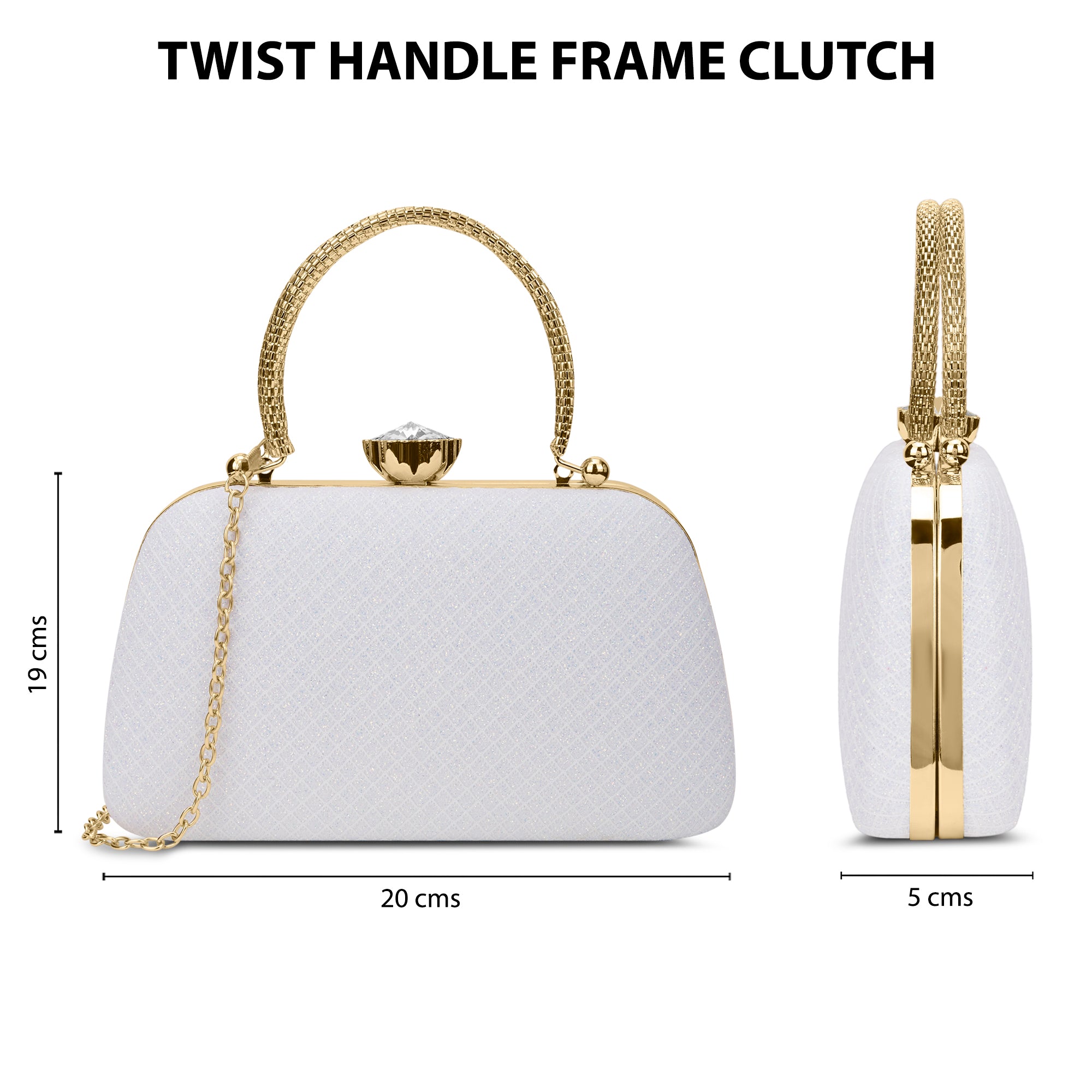 Twist Small Handle Clutch White