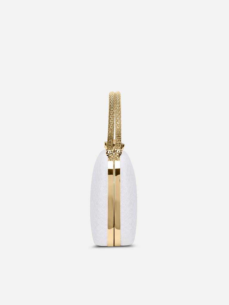 Twist Small Handle Clutch White