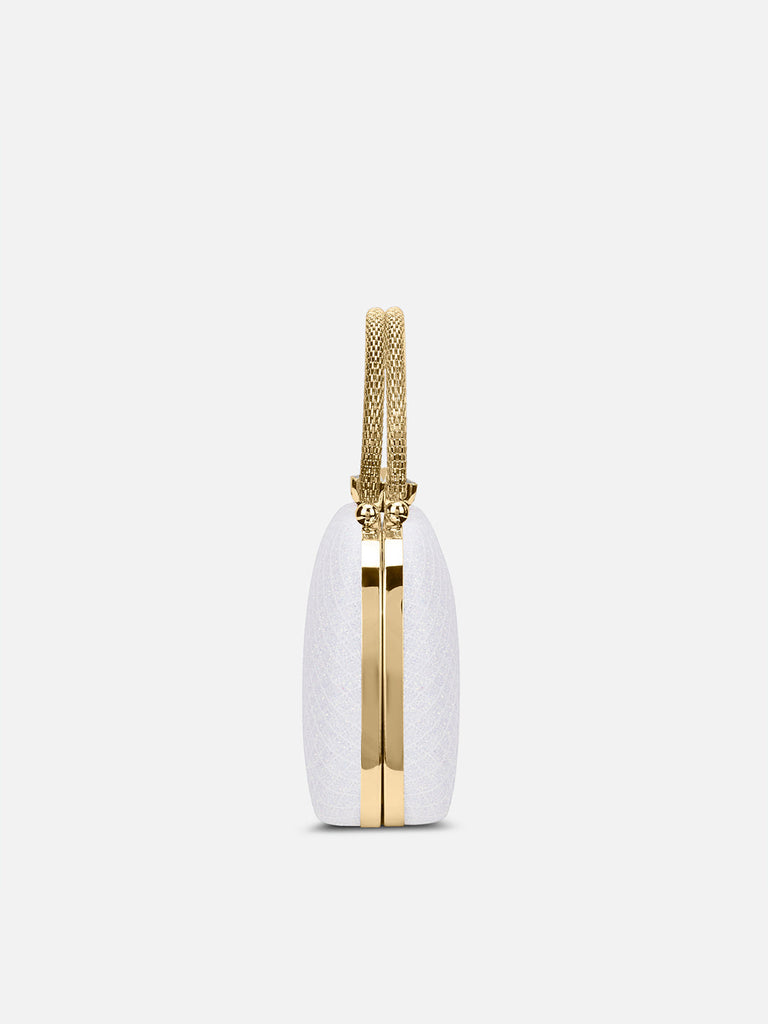 Twist Small Handle Clutch White