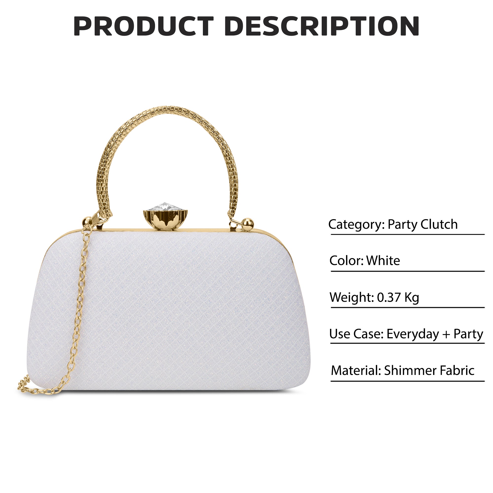 Twist Small Handle Clutch White