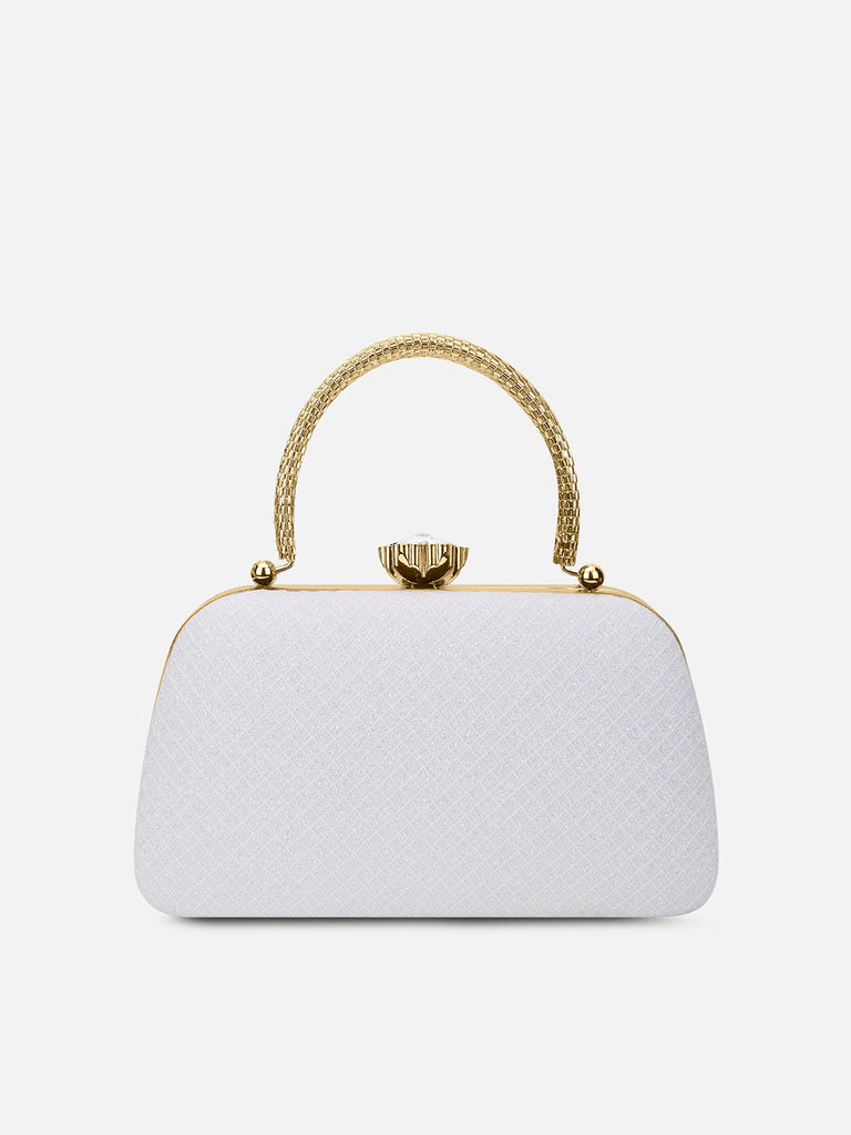Twist Small Handle Clutch White