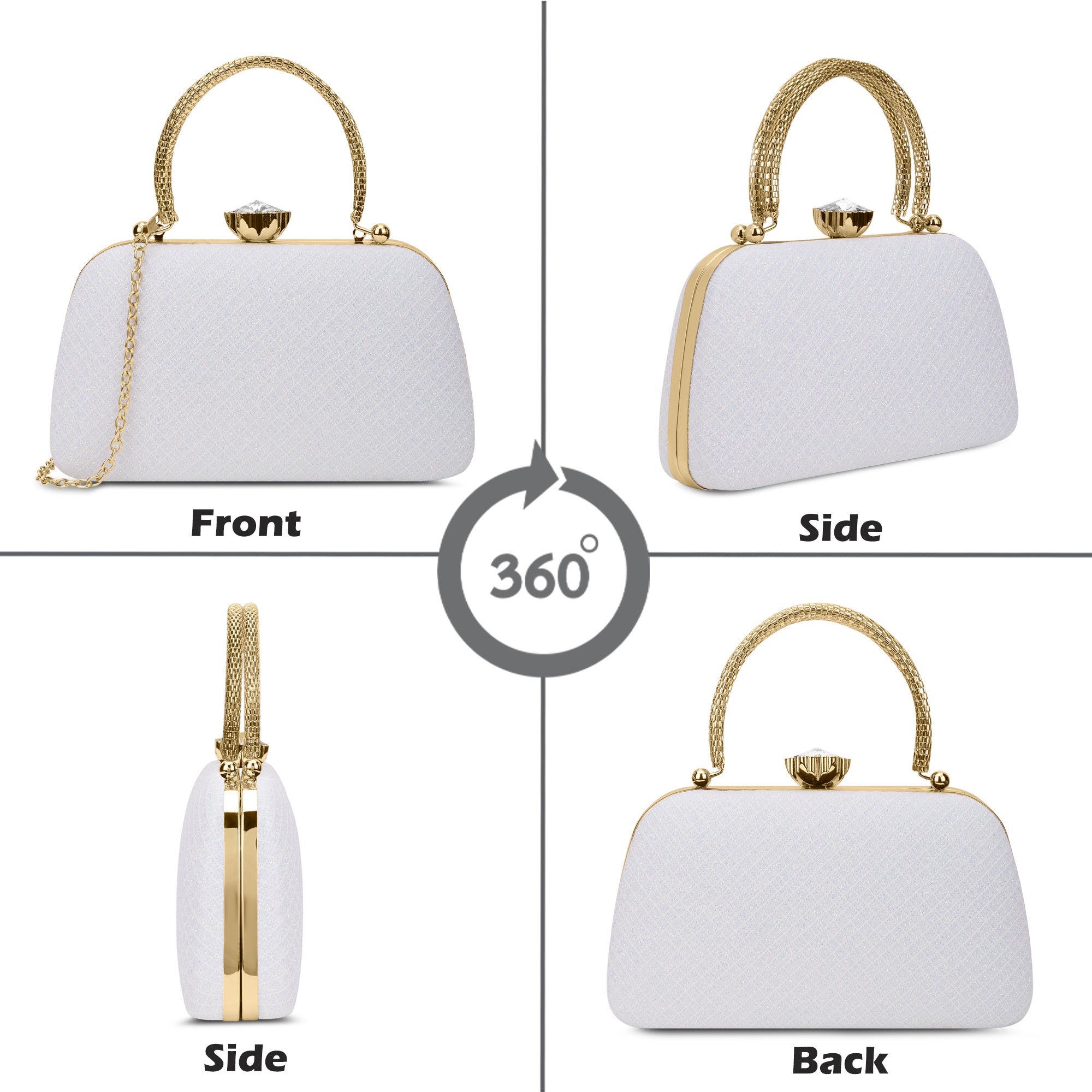 Twist Small Handle Clutch White