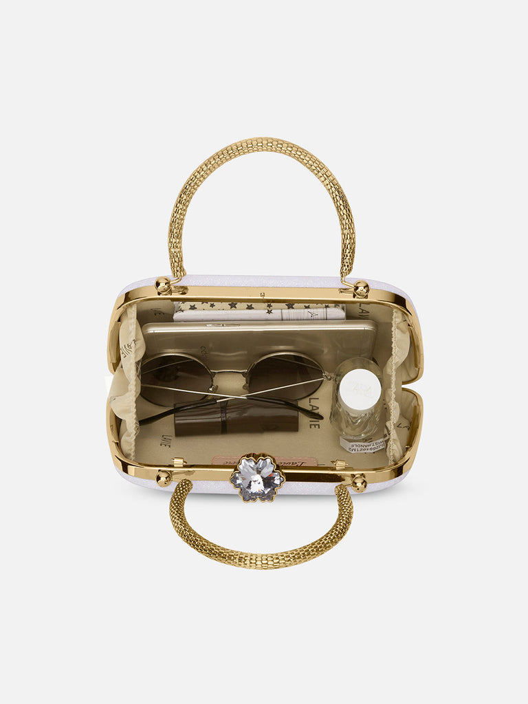 Twist Small Handle Clutch White