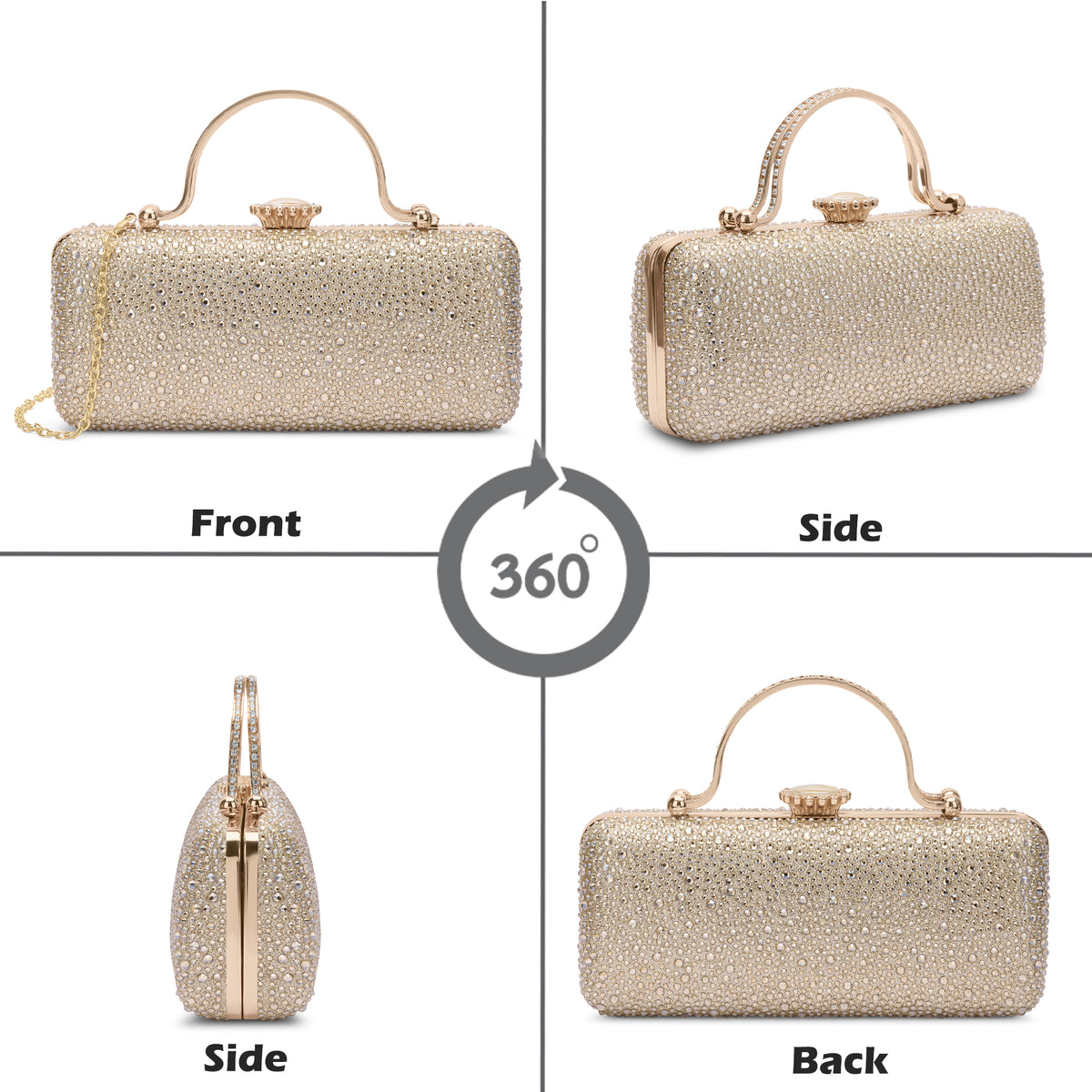 Orinoco Rectagular Handle Frame Clutch Gold