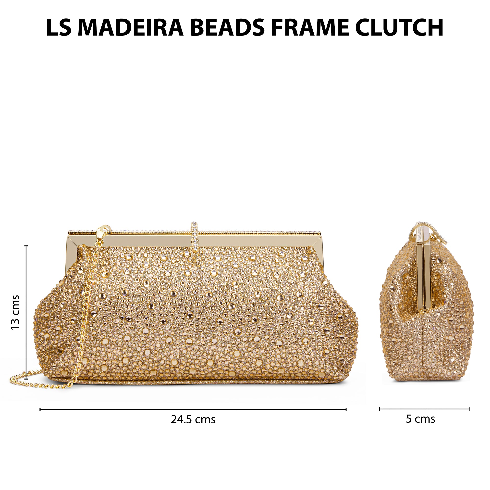 Madeira Beads Frame Clutch Gold