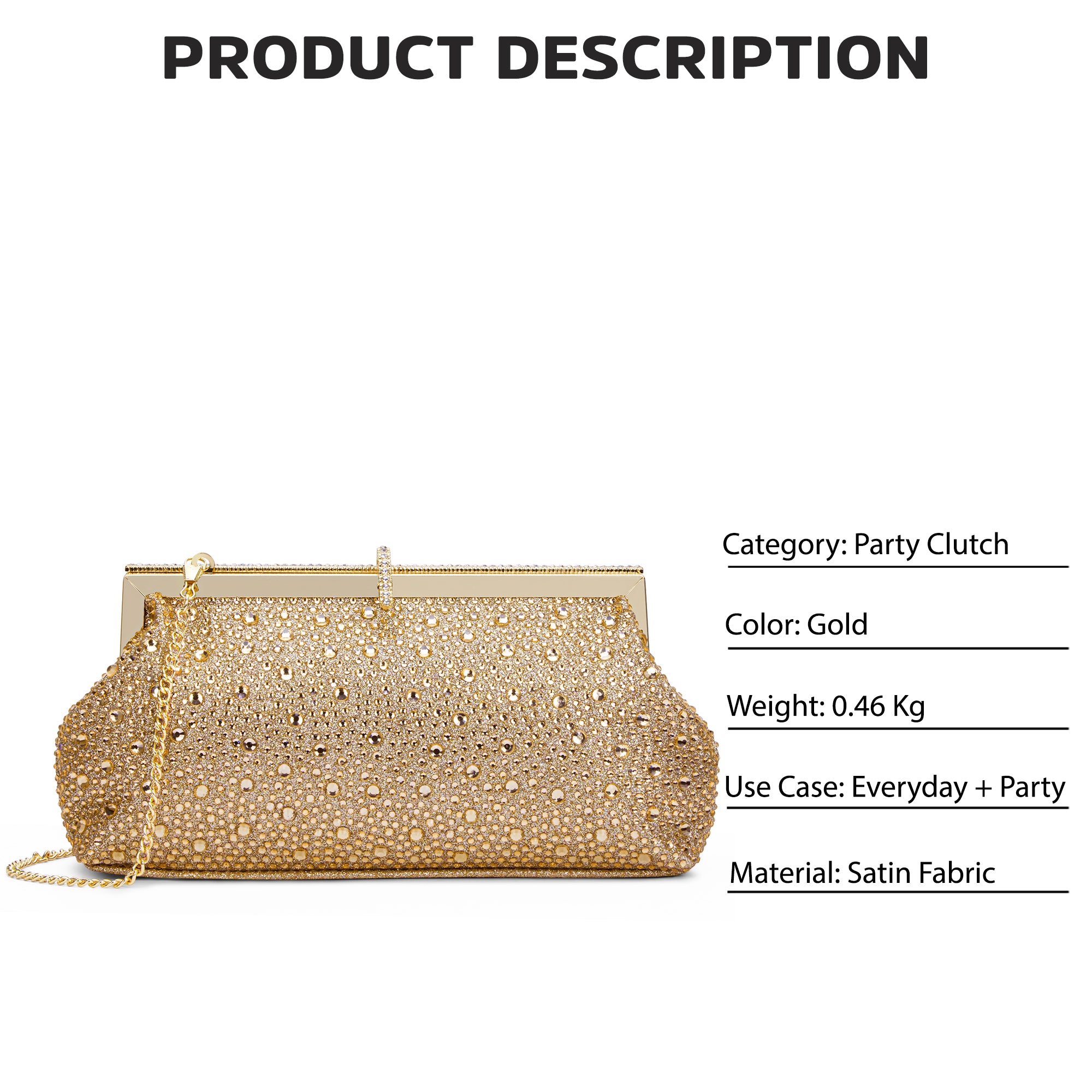 Madeira Beads Frame Clutch Gold