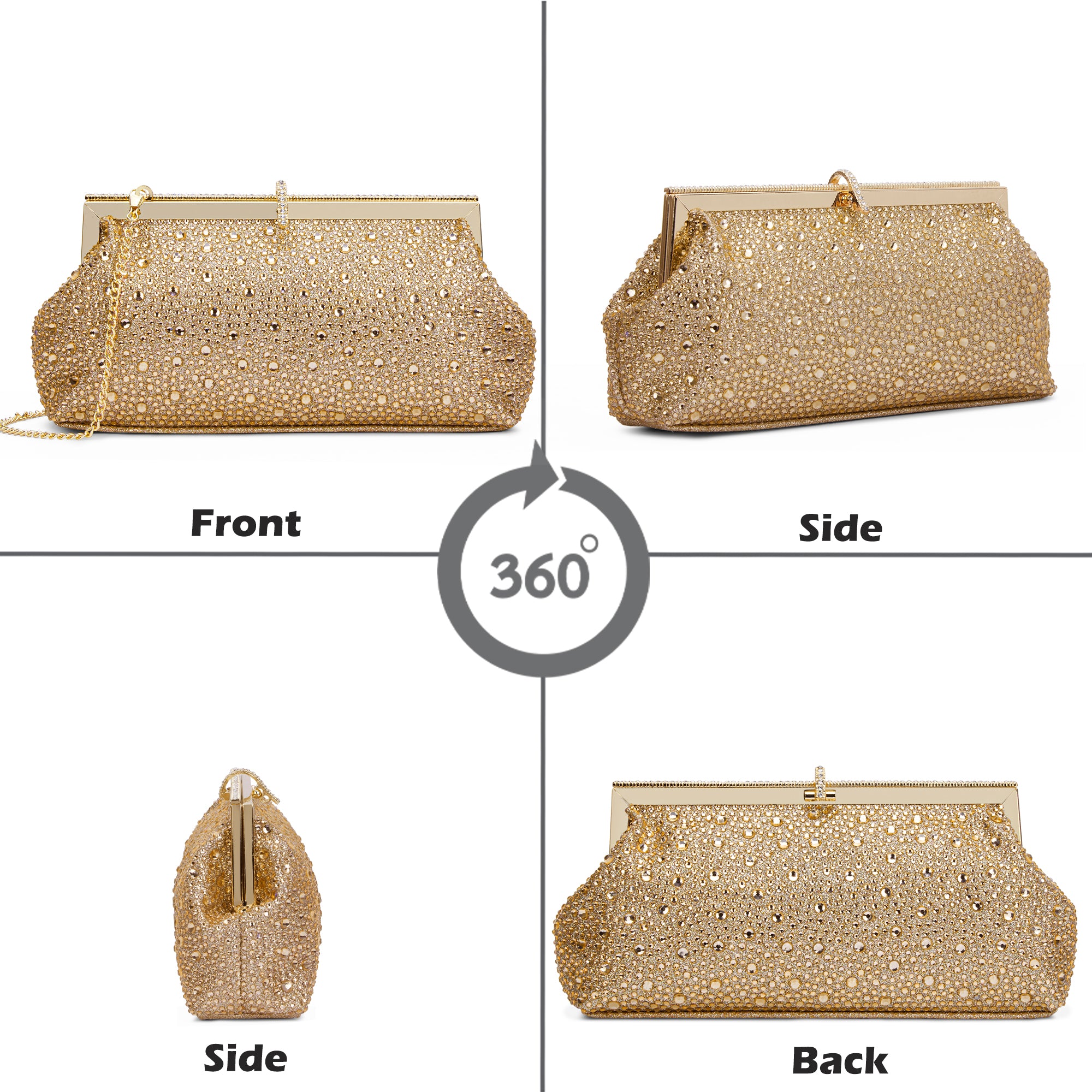 Madeira Beads Frame Clutch Gold