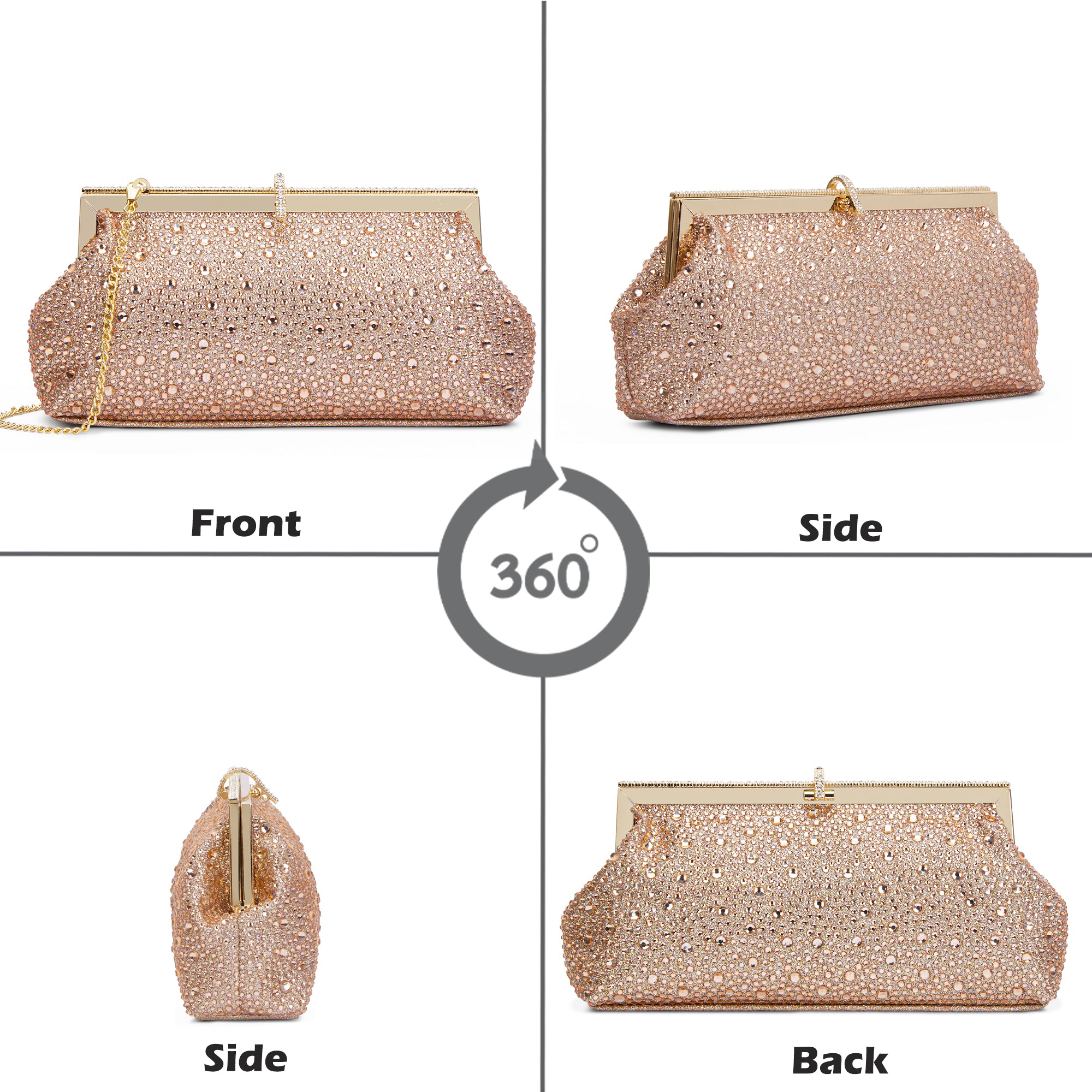 Madeira Beads Frame Clutch Rose Gold
