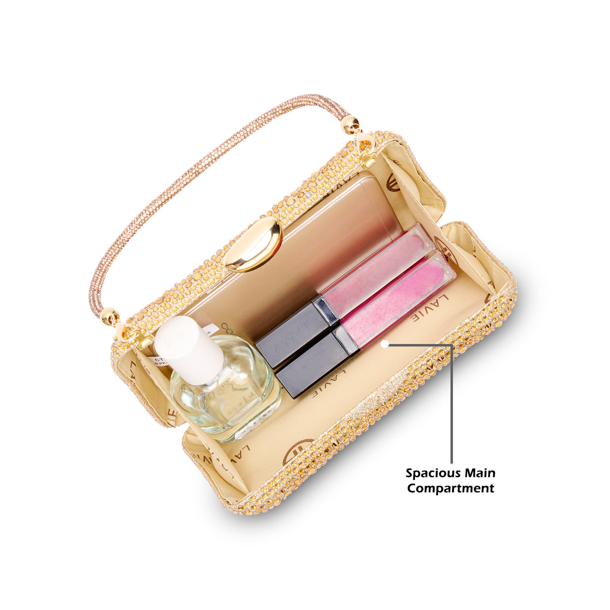 Peace Square Frame Clutch Gold
