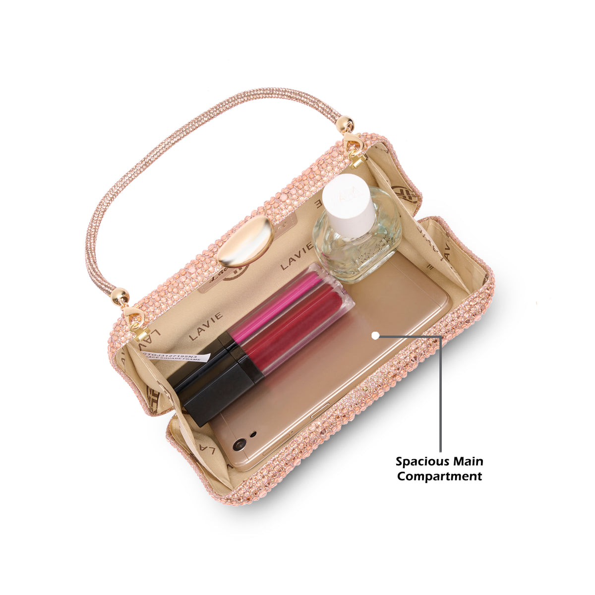 Peace Square Frame Clutch Rose Gold