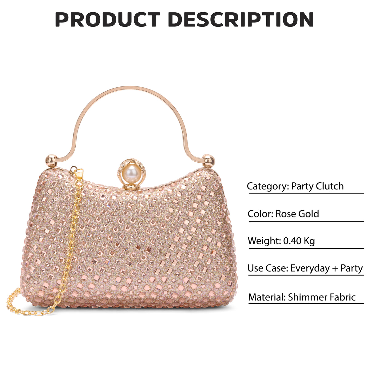 Xingu Handle Frame Clutch Rose Gold
