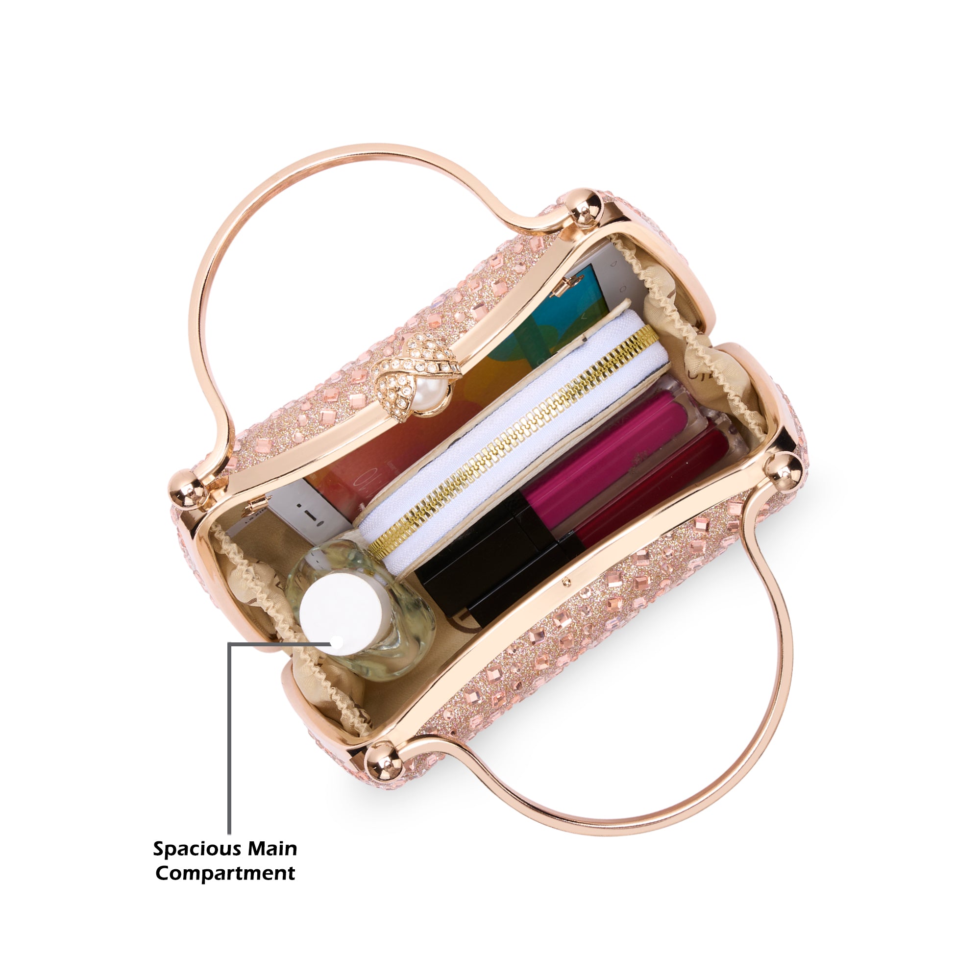 Xingu Handle Frame Clutch Rose Gold
