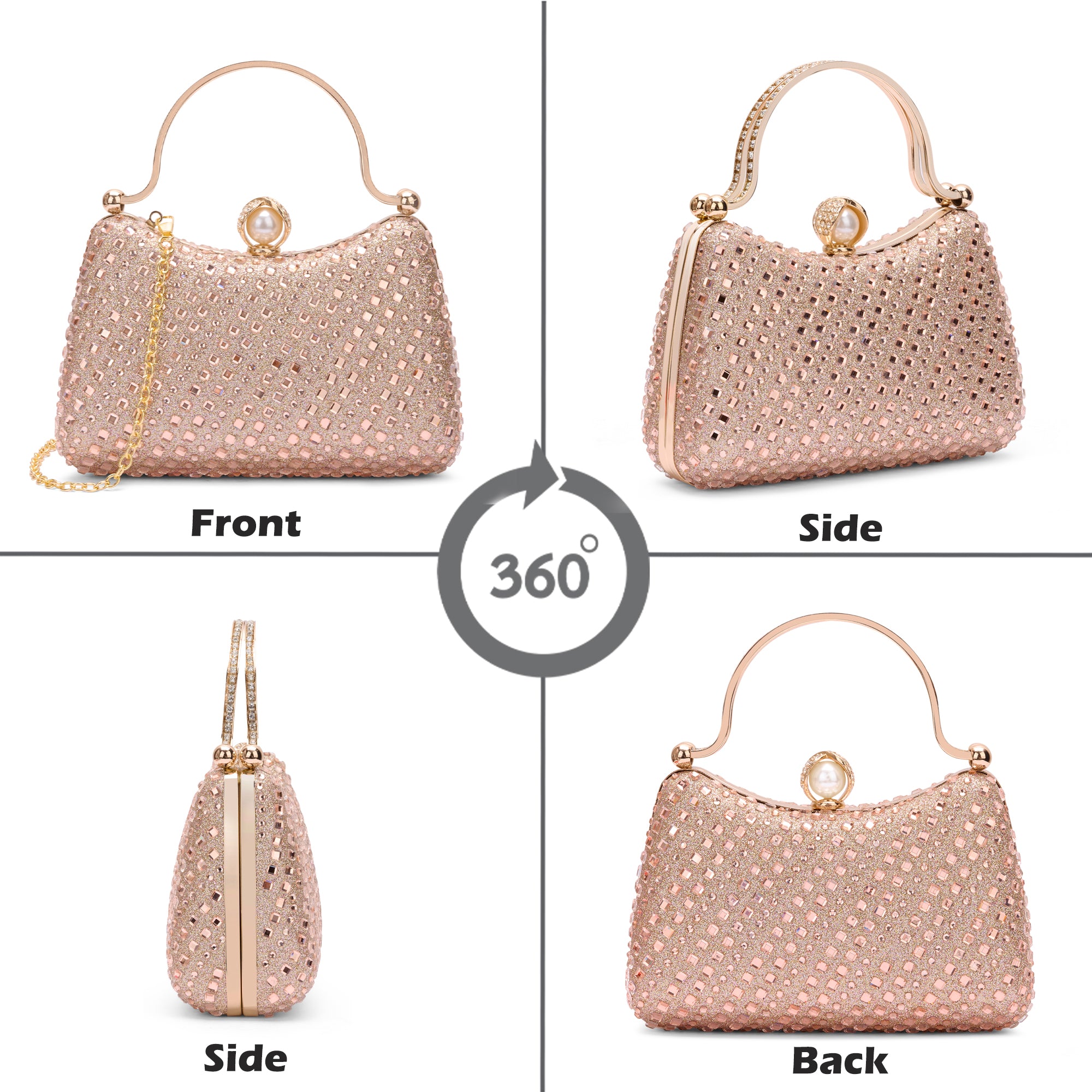 Xingu Handle Frame Clutch Rose Gold