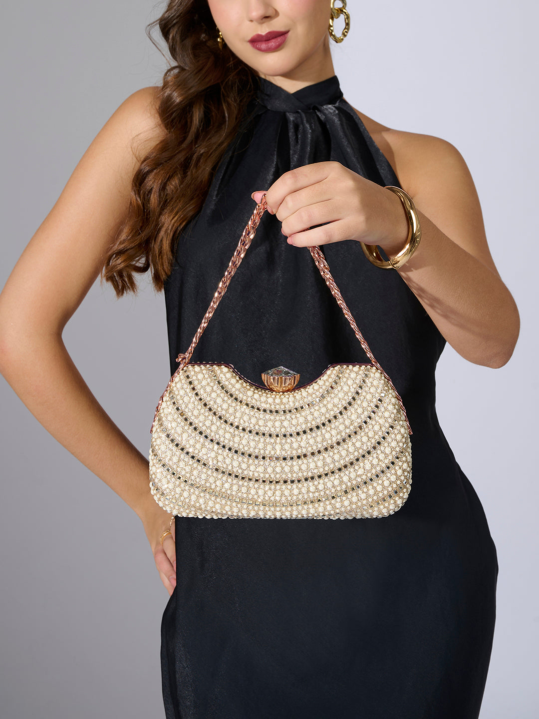 Puru Dual Handle Frame Clutch Gold