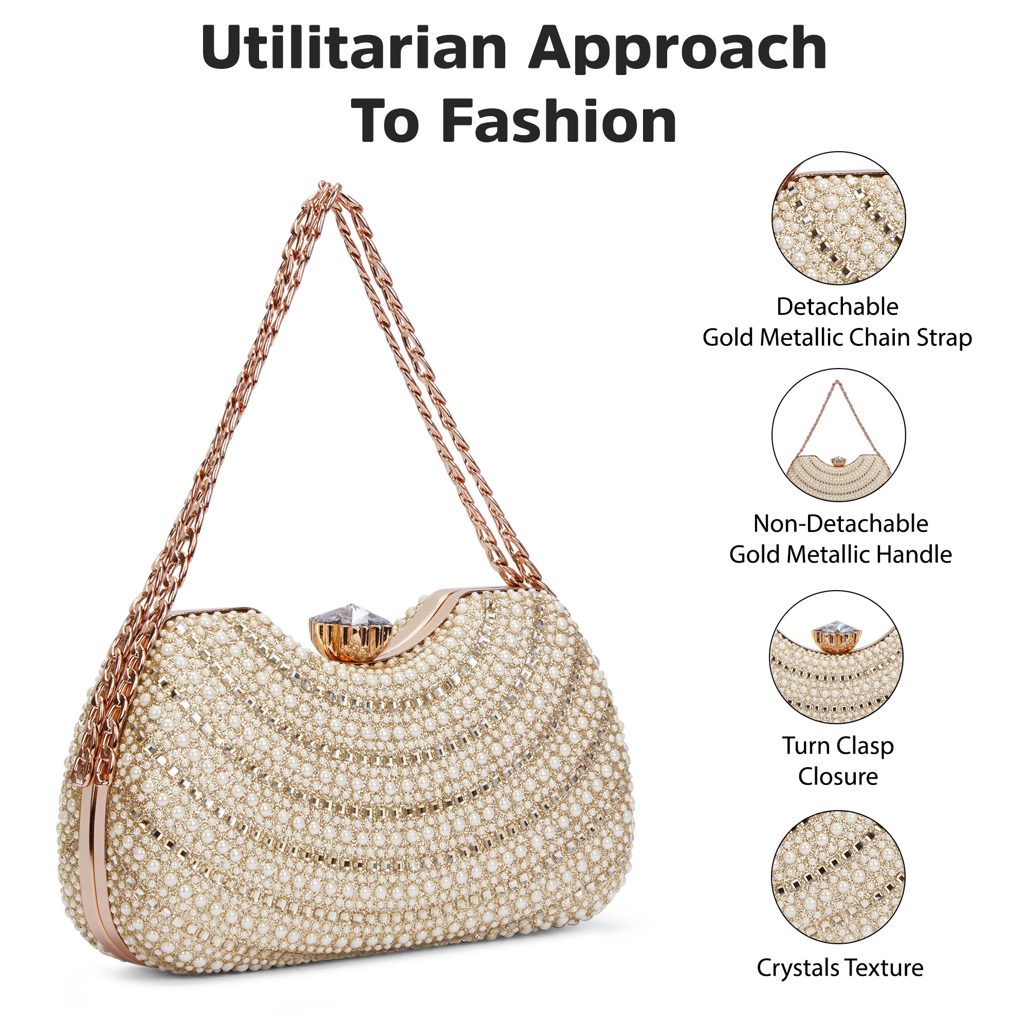 Puru Dual Handle Frame Clutch Gold