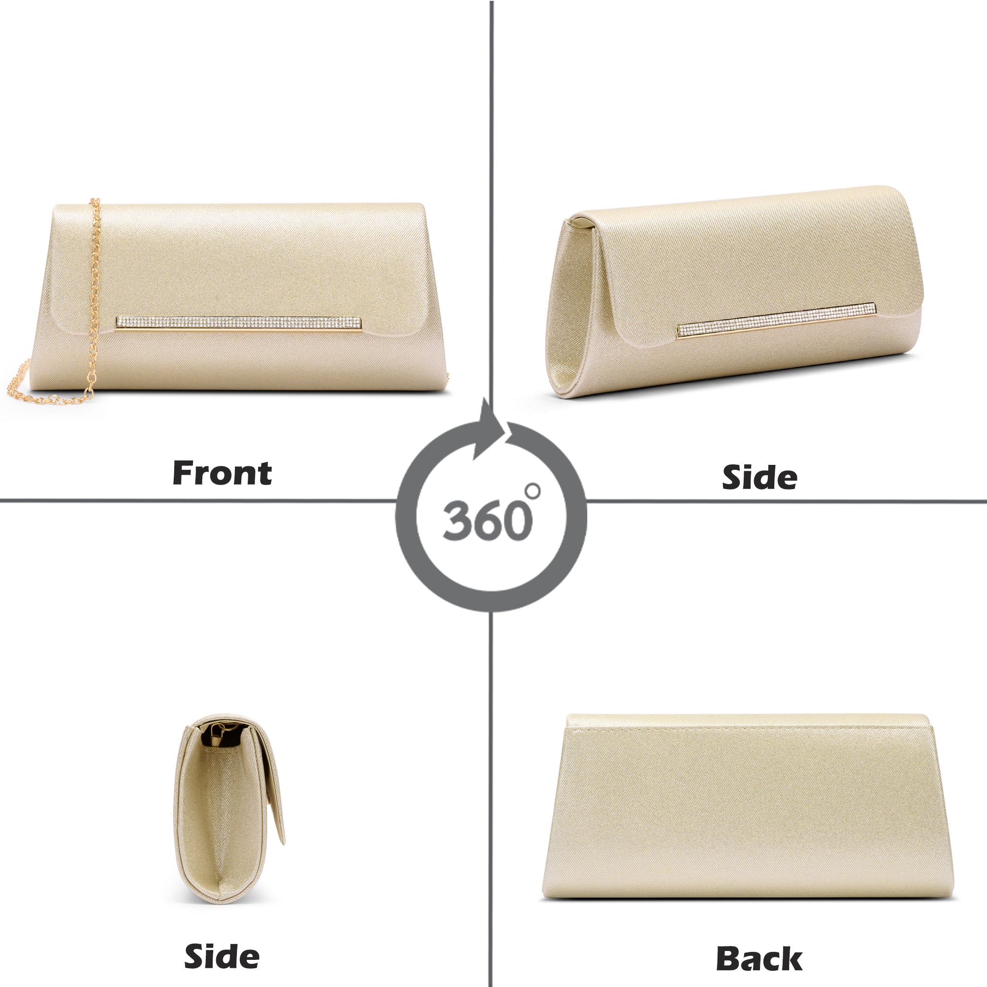 Churchill Rectagular Flap Over Frame Clutch Gold