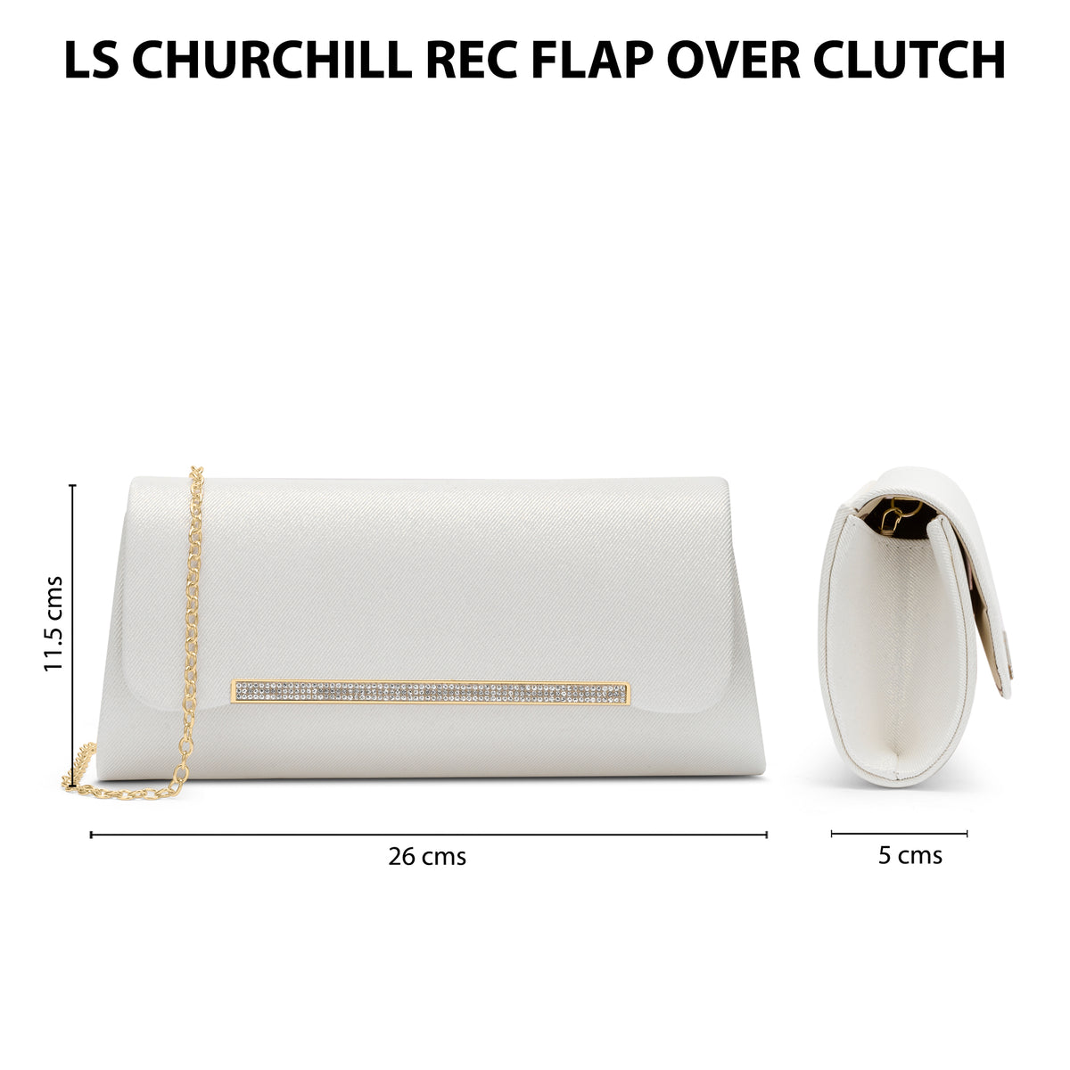 Churchill Rectagular Flap Over Frame Clutch White