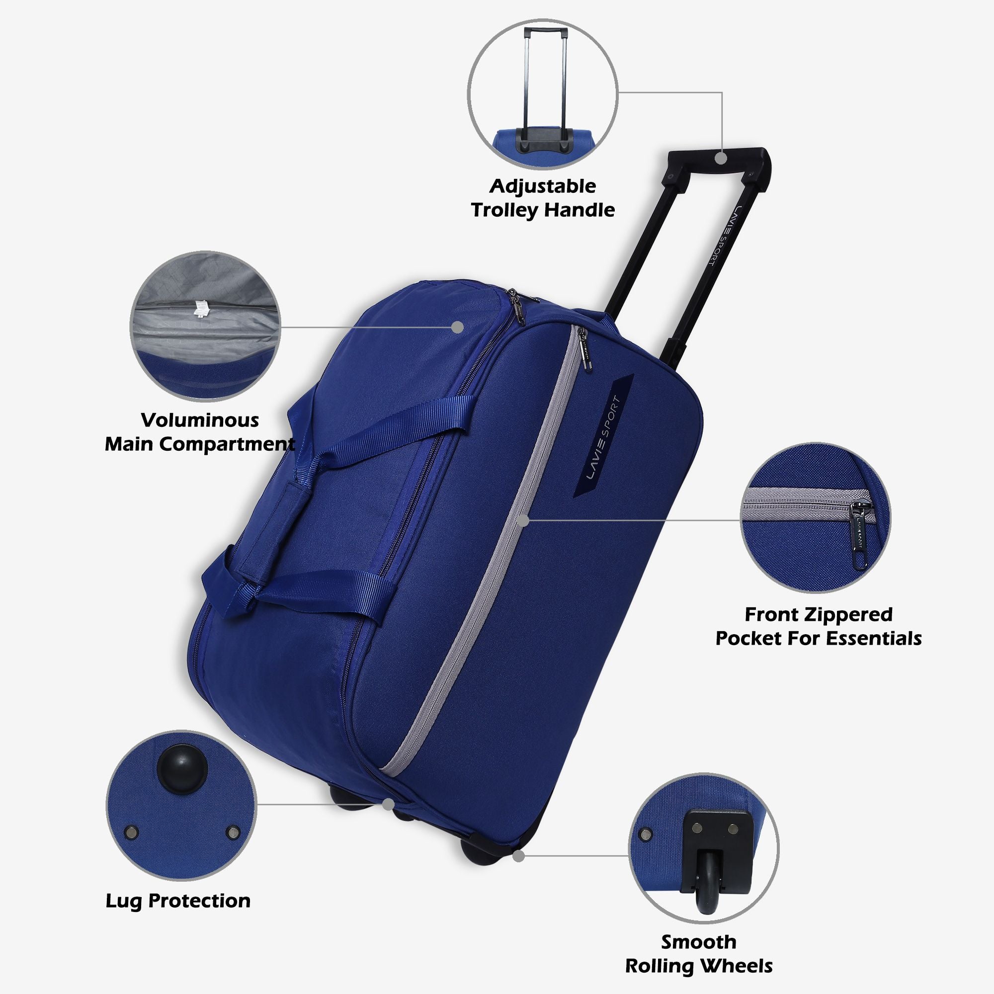 Lino Wheel Duffle Bag Navy