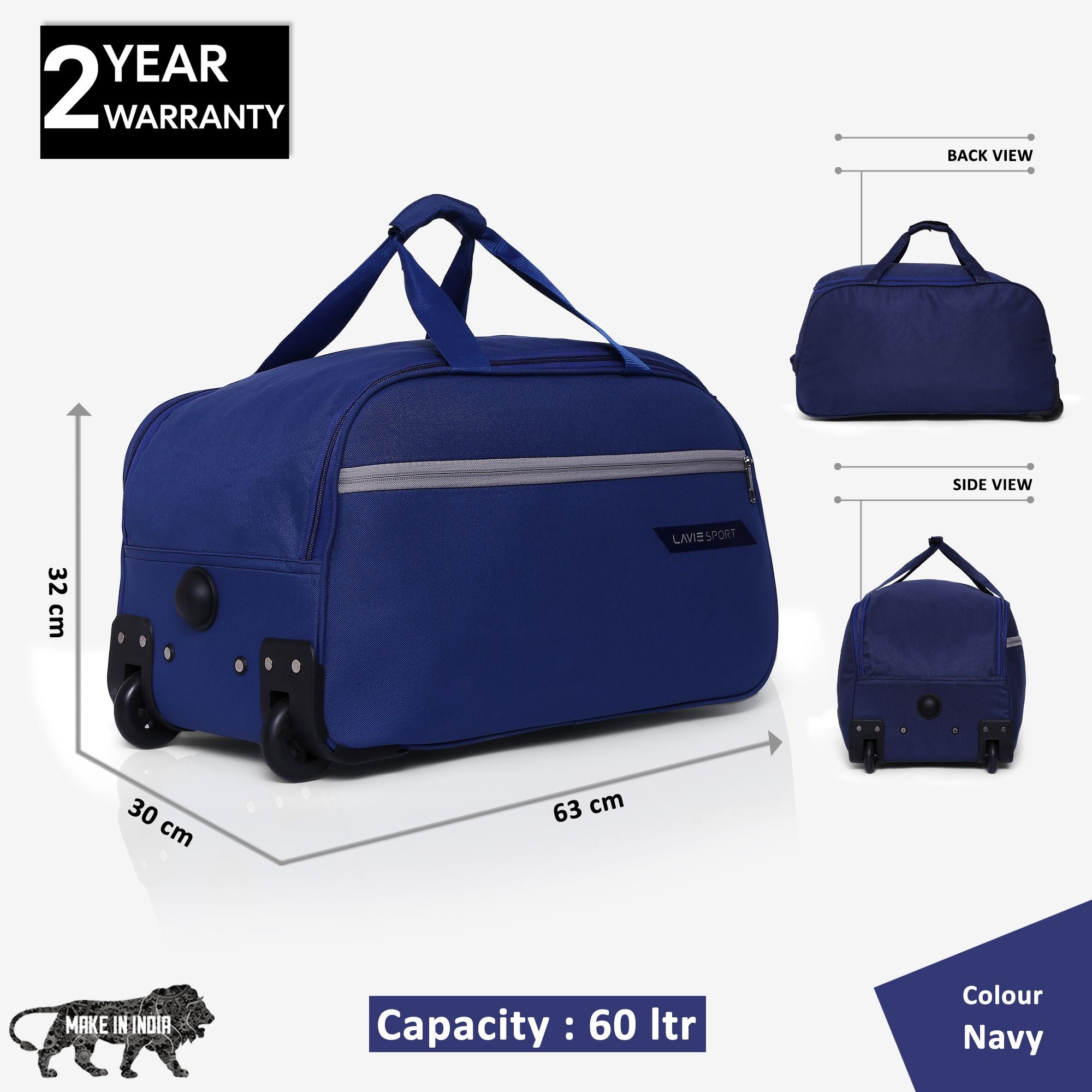 Lino Wheel Duffle Bag Navy