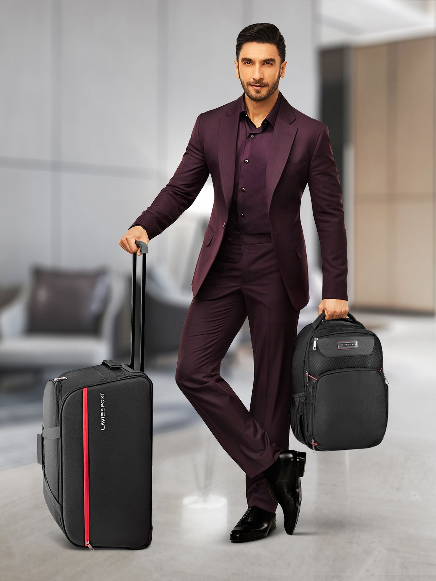 Lavie Sport Large Size 63 Cms Lino Wheel Duffle Bag | Black - Lavie World