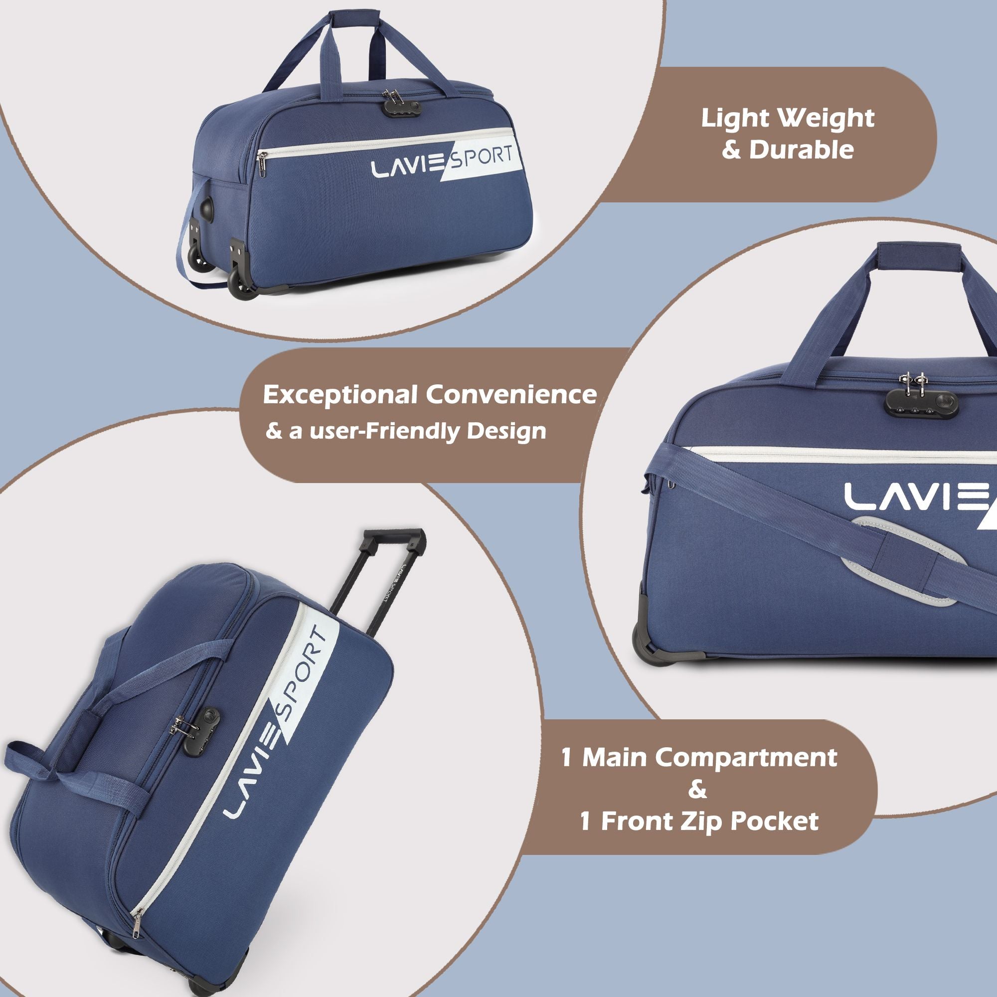 Camelot Wheel Duffle Bag Combi Lock Navy