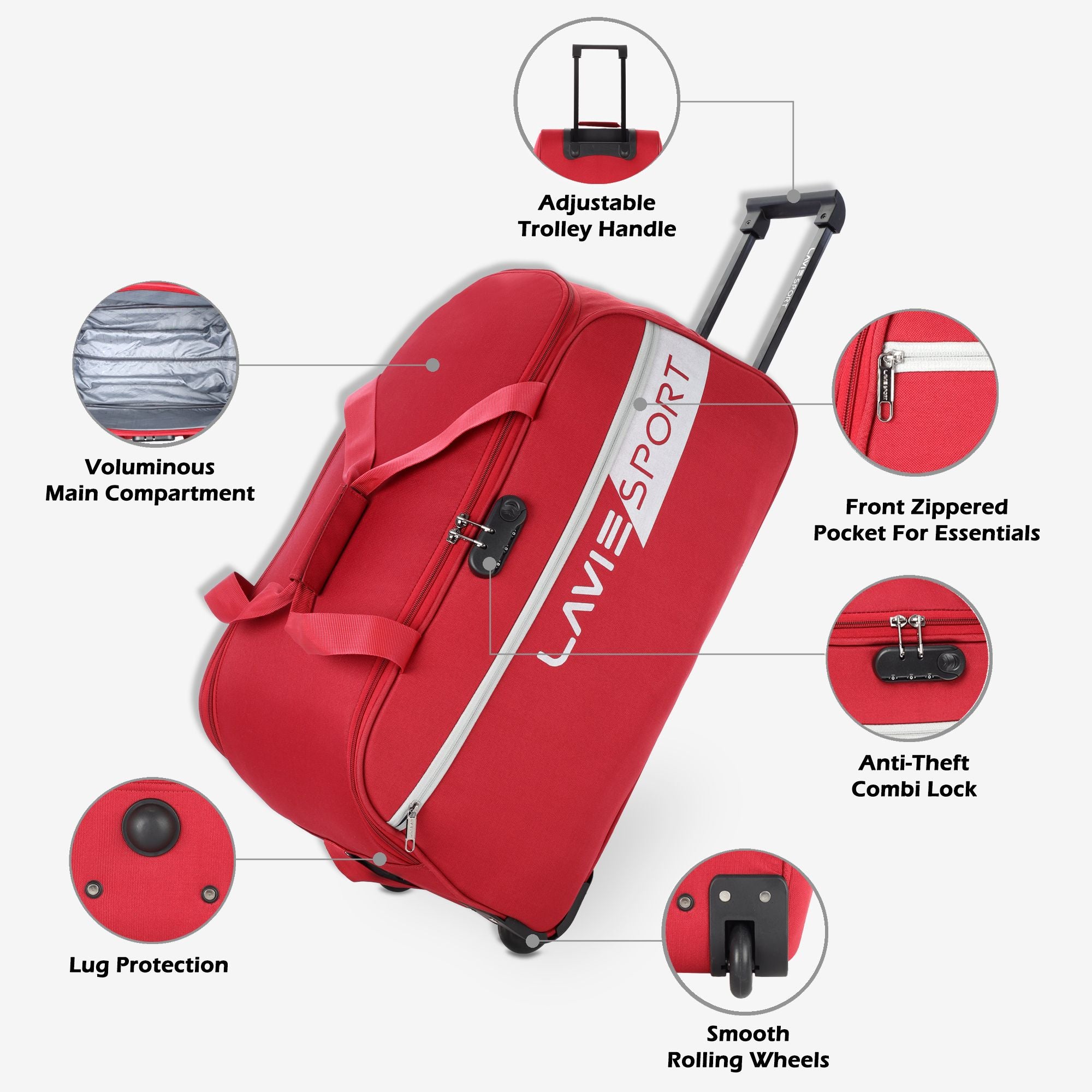 Camelot Wheel Duffle Bag Combi Lock Red