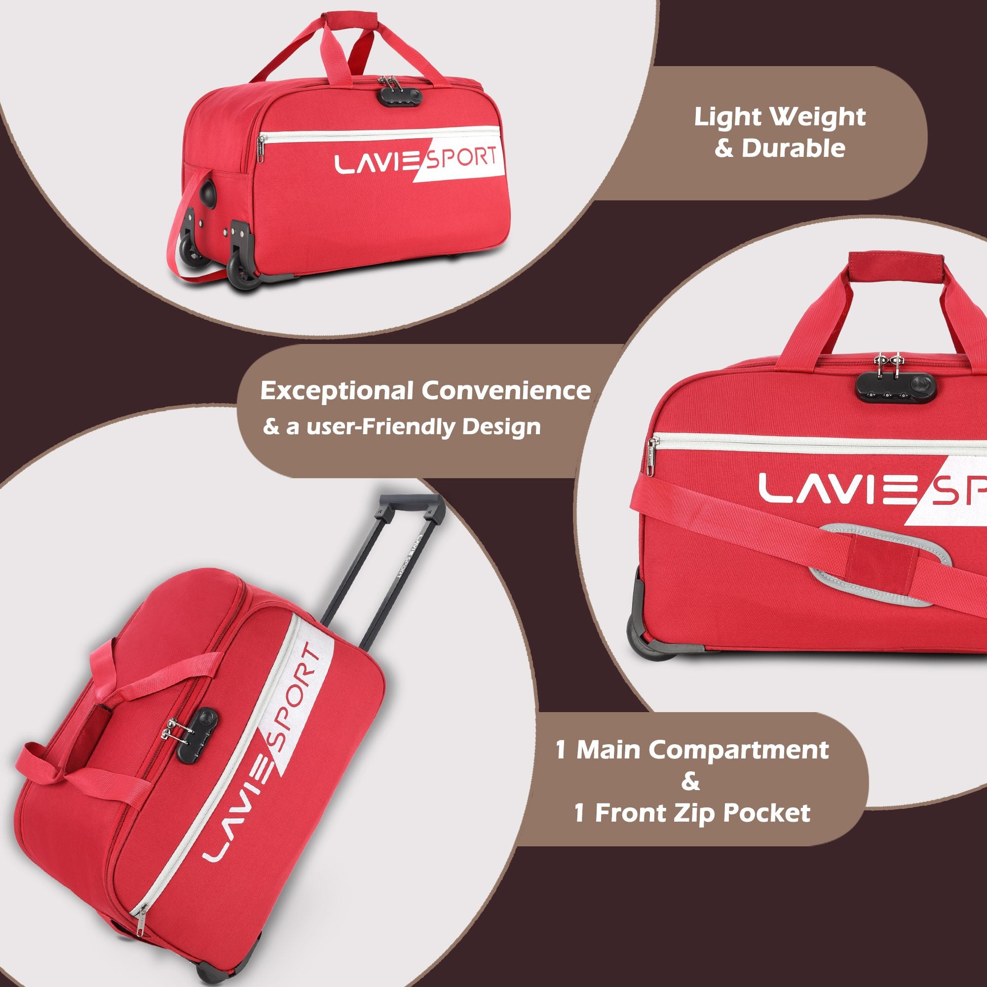 Camelot Wheel Duffle Bag Combi Lock Red