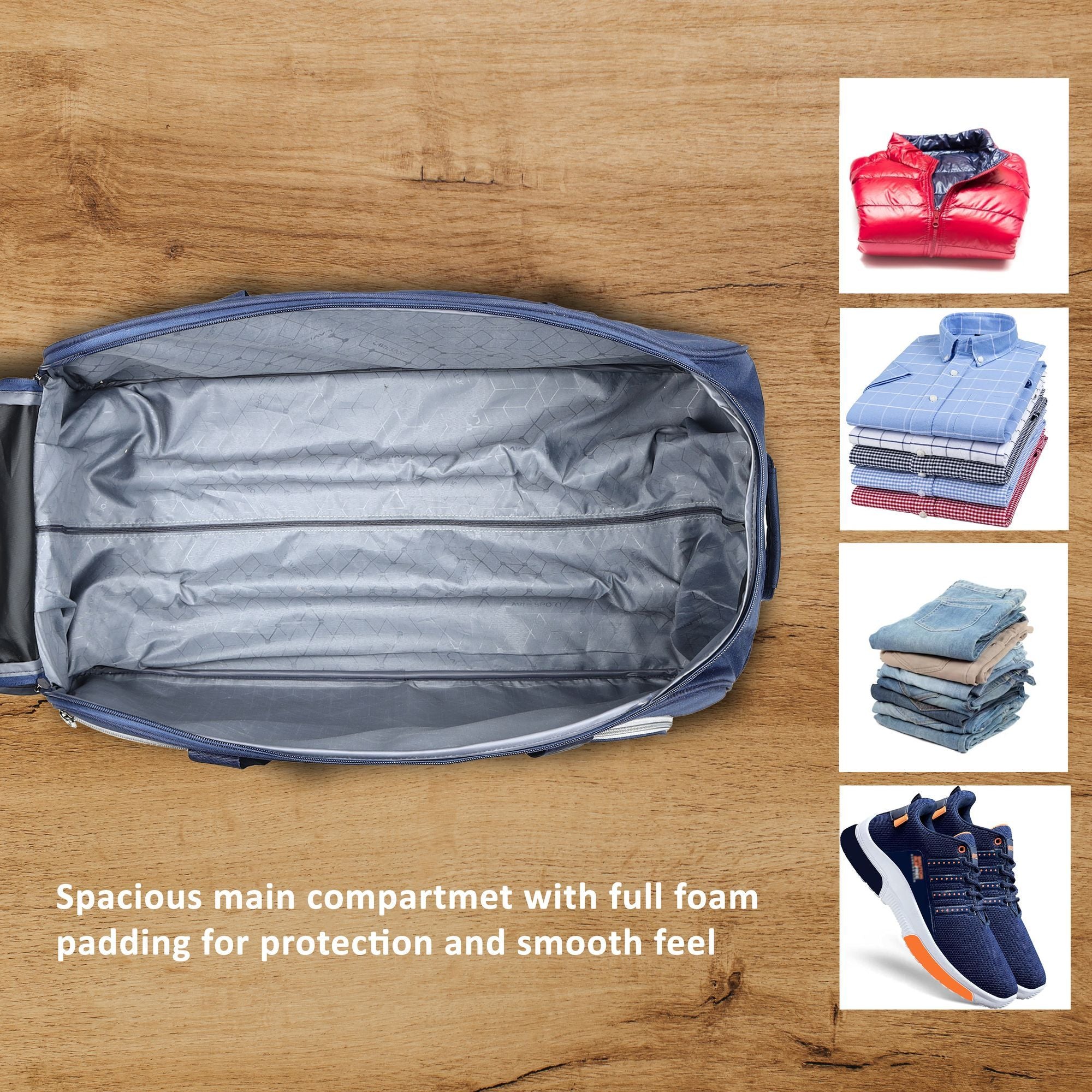 Lavie Sport Large Size 62 Cms Galactic Wheel Duffle Bag | Navy - Lavie World