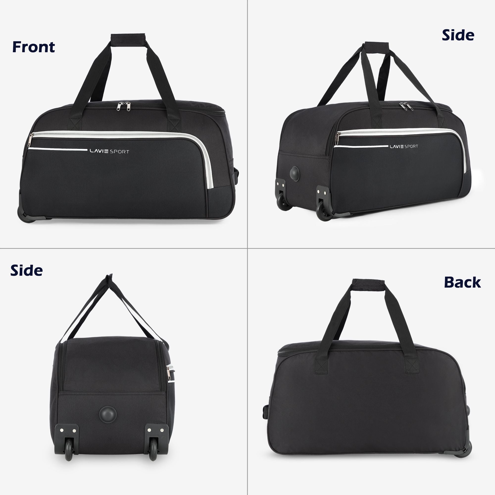 Lavie Sport Large Size 62 Cms Galactic Wheel Duffle Bag | Black - Lavie World