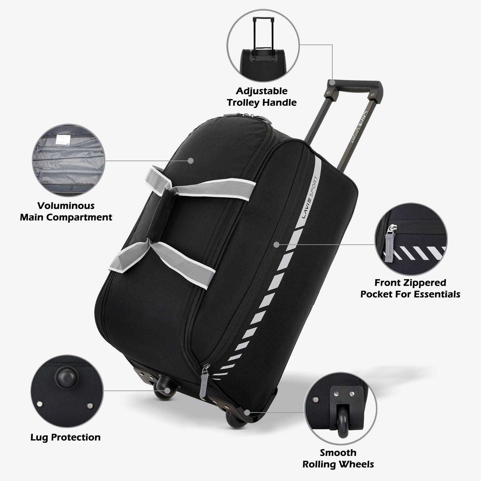 Pluto Wheel Duffle Bag Trolley Black