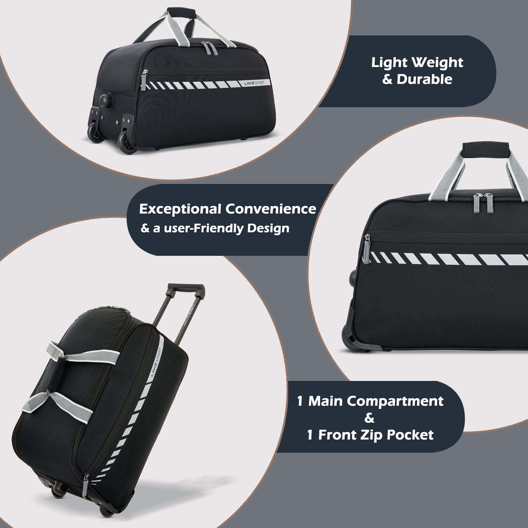 Pluto Wheel Duffle Bag Trolley Black