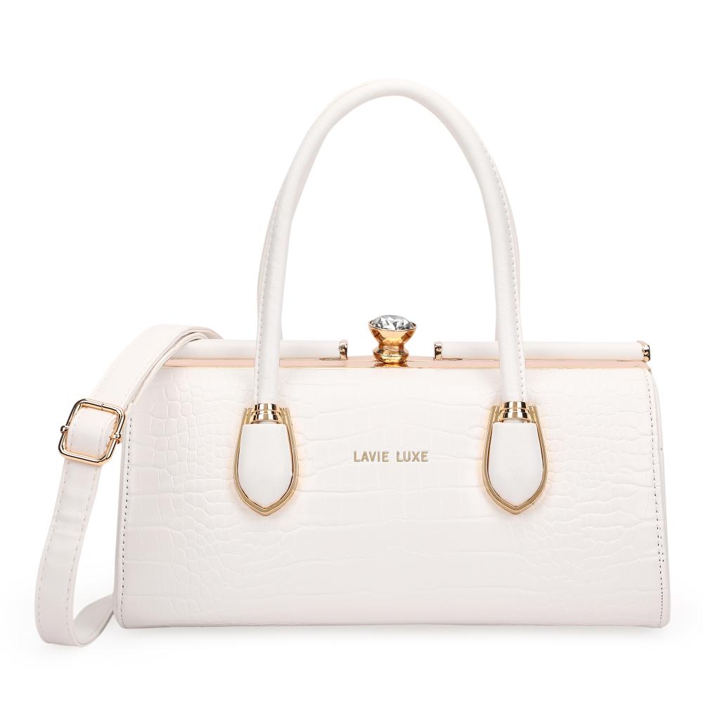 Lavie Luxe White Medium Women's Dazzle Frame Satchel Bag